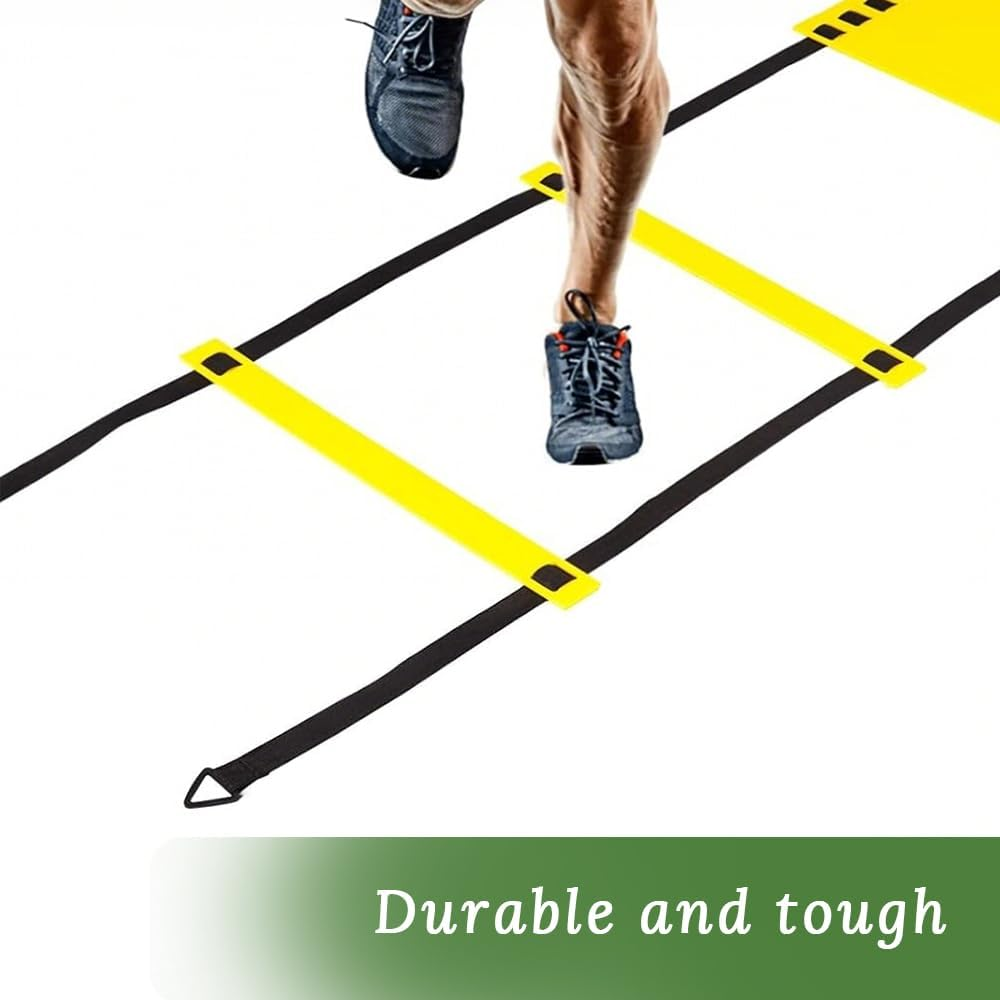 Football Training Equipment for Footwork Practice, 6M 12-Section Ladder, 4 Ground Spikes, 12 Discs, 5 Tension Rings, Juggling Band, Suitable for Beginners, Teens and Adults image number 2