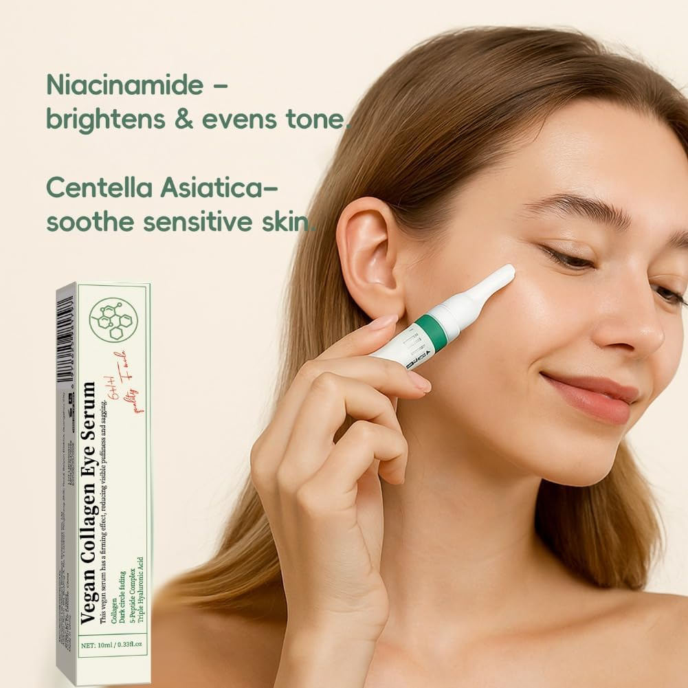 2PCS Vegan Collagen Eye Serum with Peptides & Hyaluronic Acid Improve Skin Elasticity, Reduce Fine Lines & Dark Circles Eye Care image number 6