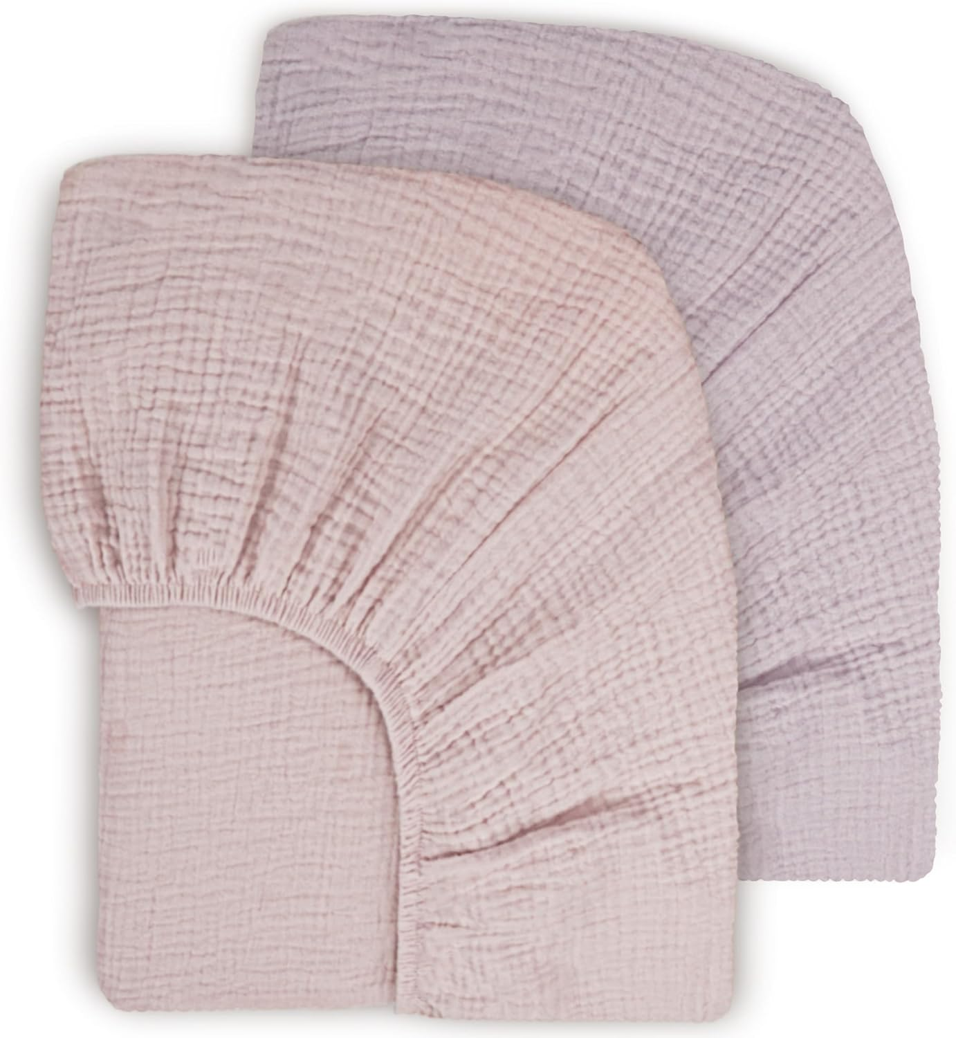 Bearmoss Muslin Cot Sheets Fitted,100% Cotton Baby Cot Sheets Soft Breathable Nursery Cot Fitted Sheets 133Cm X 71Cm for Standard Cot Mattress Toddler Bed Mattress 2 Pack(Pink Pentagram