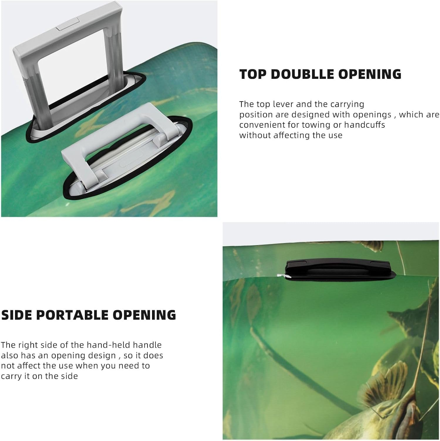 Odddot Underwater Catfish Print Travel Luggage Cover,Suitcase Protector Cover, Washable Baggage Covers,For 18-32 Inch Luggage, Underwater Catfish, Large image number 4