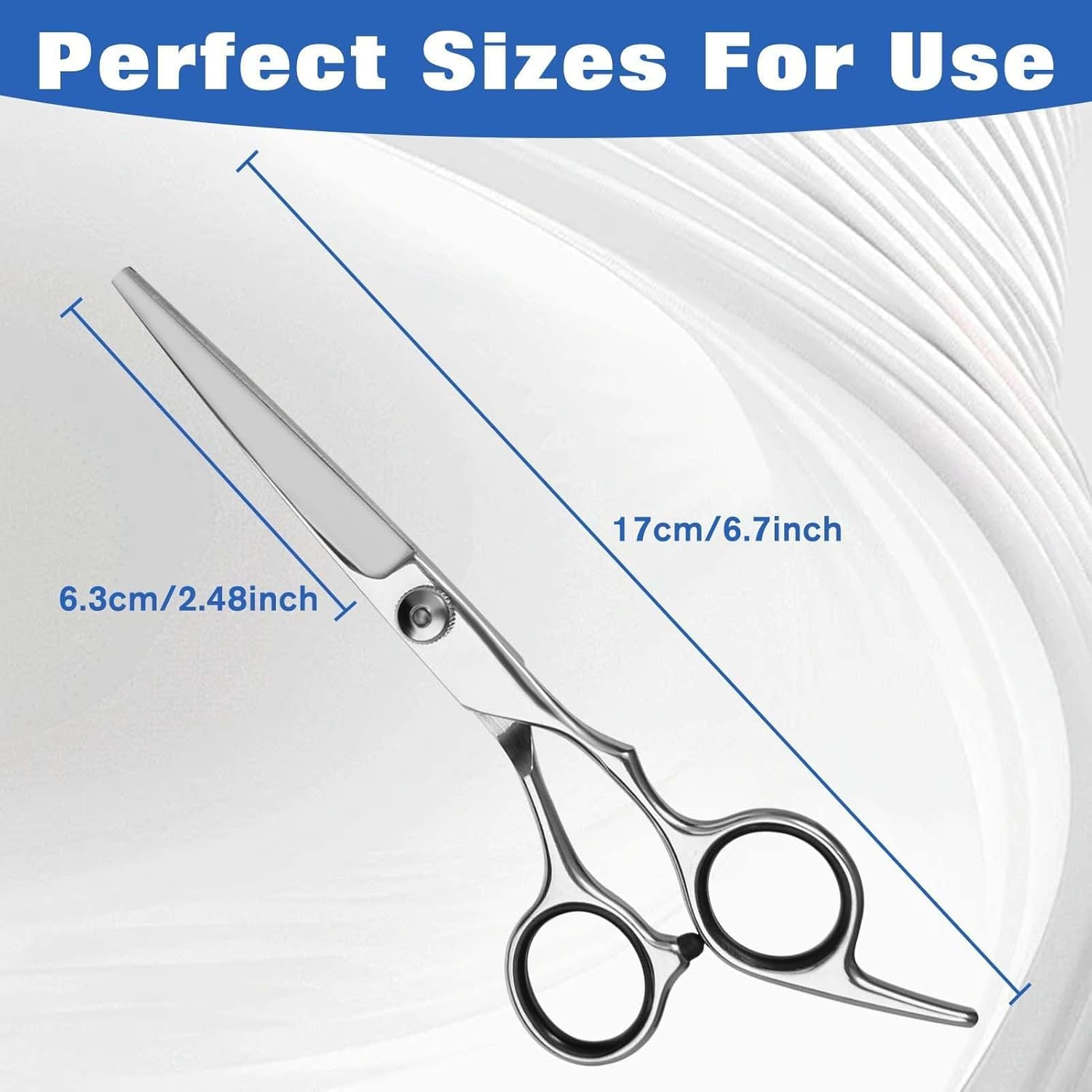 LEONTOOL Hair Scissors with Storage Bag Made of Leather Stainless Steel 6 Inch Total Length Fine Adjustment Tension Screw Professional Hair Scissors Ergonomic Design for Men Women Children and Babies image number 1
