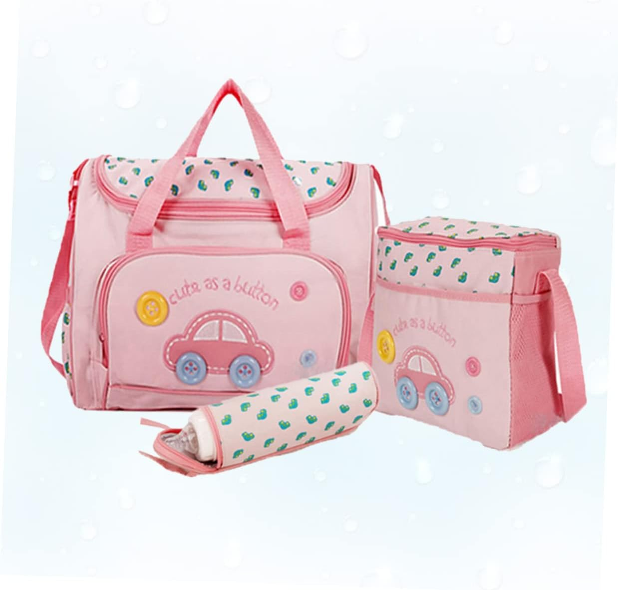 Hohopeti Mom Bag Set Diaper Bag Bottle Holder Changing Pad Large Capacity Car Pattern image number 3