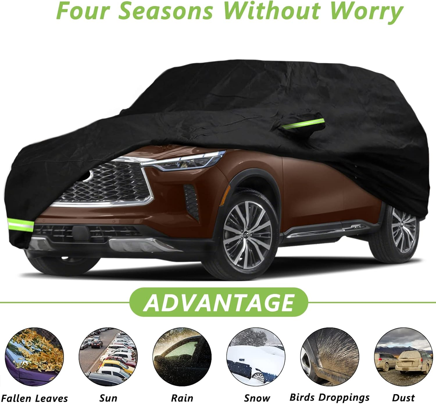 YIXIN Waterproof Car Cover for 2014-2022 Infiniti QX80 Car Cover Custom Fit 100% Waterproof Windproof Strap & Single Door Zipper Bands for Snow Rain Dust Hail Protection - Volvo Xc60 image number 5