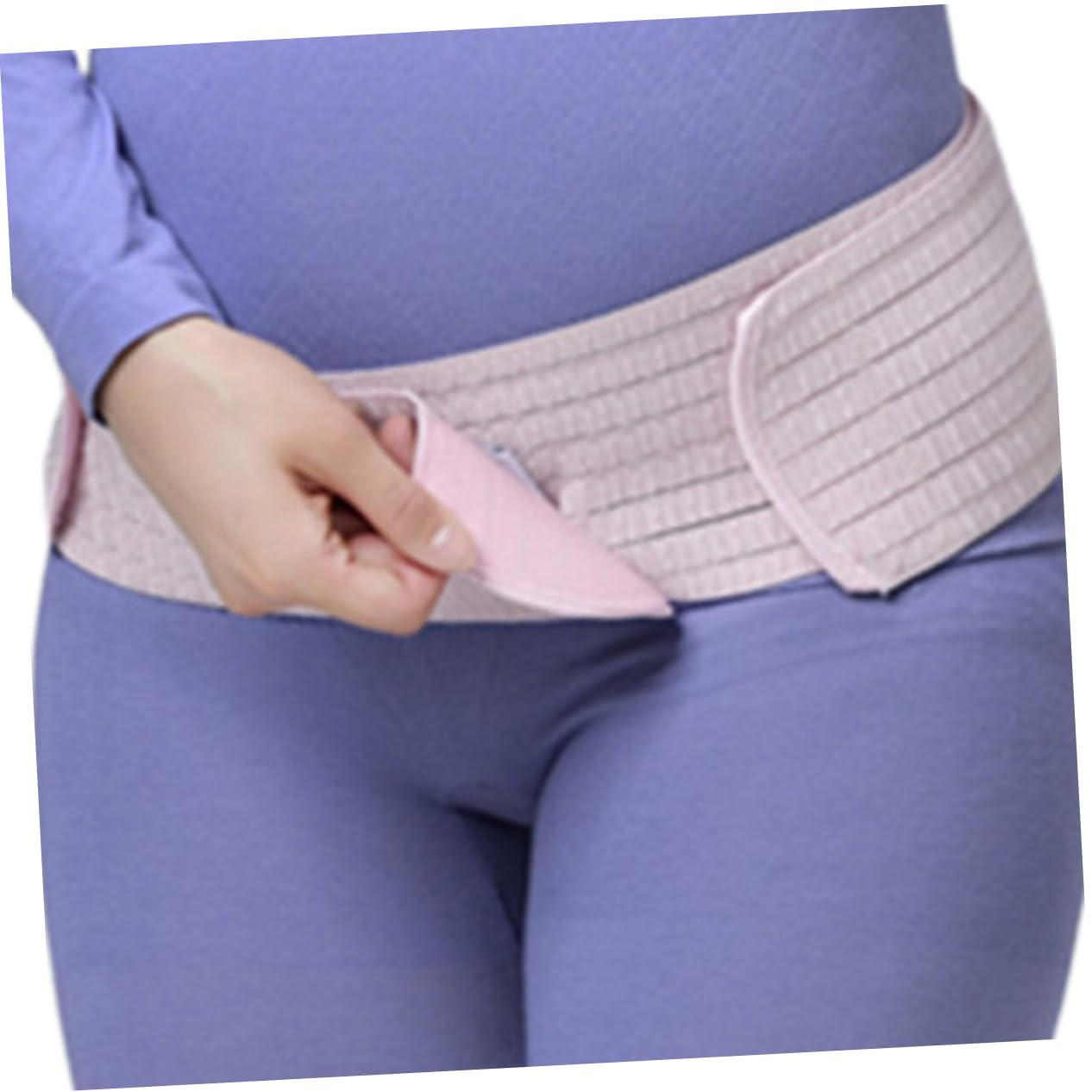 PACKOVE Breathable Dual-Layer Pregnancy Abdominal Belt Postpartum Pelvic Support Band Waist Care Back Brace for Pregnant Women Pink Free Size image number 4