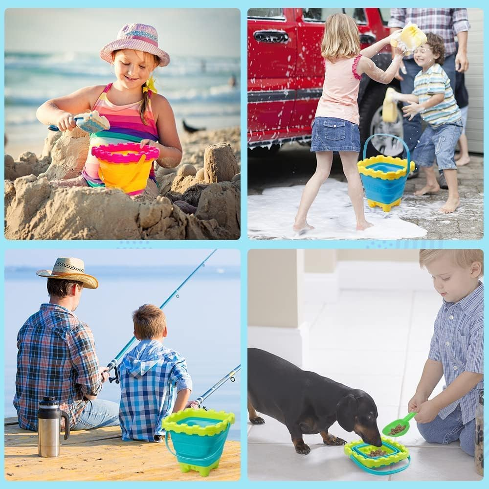 3L Collapsible Bucket, Foldable Pails 3 Packs for Easter Basket Gift, Easter Basket Bucket for Kids Adults, Multi-Use Household Beach Sandbox Pool Cleaning Camping Buckets Travel Toy image number 1