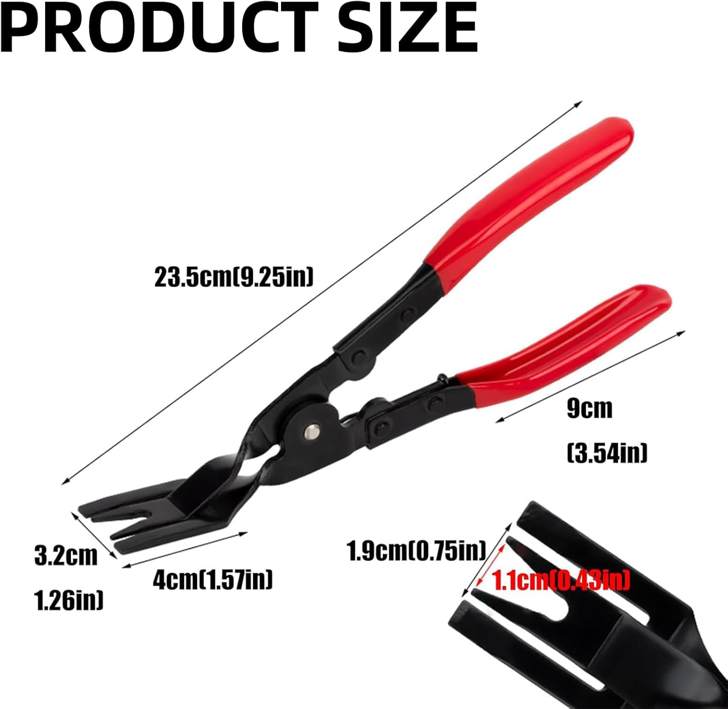 Panel Clip Removal Pliers, Automotive Trim Removal Tool for Push Pins & Clips, Car Door Panel and Interior Trim Tool, Red image number 4