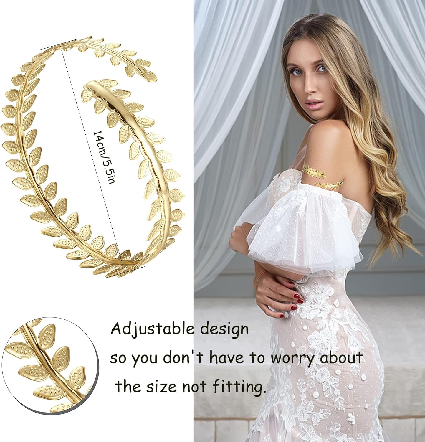 ZKFSIE 4 Pcs Gold Arm Cuff Set, Adjustable Upper Arm Cuff for Women, Stylish Jewelry for Everyday Wear and Special Occasions, One Size, Bronze, Agate image number 6