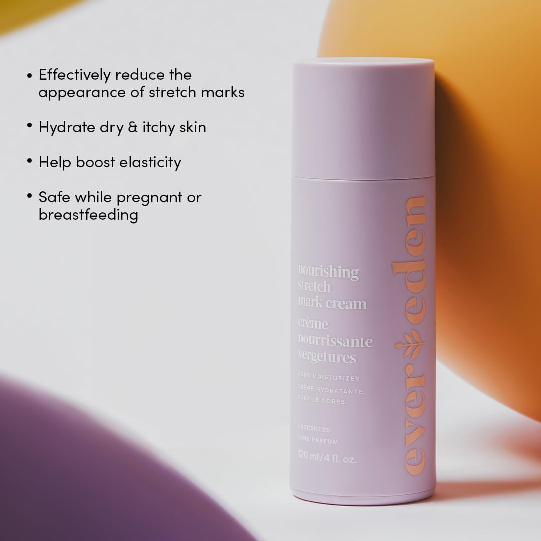 Evereden Nourishing Stretch Mark Cream (4 Fl.Oz): Clean & Vegan Cream for Pregnancy and Postpartum | Pregnancy Stretch Mark Prevention | Rich in Vitamins & Minerals image number 1
