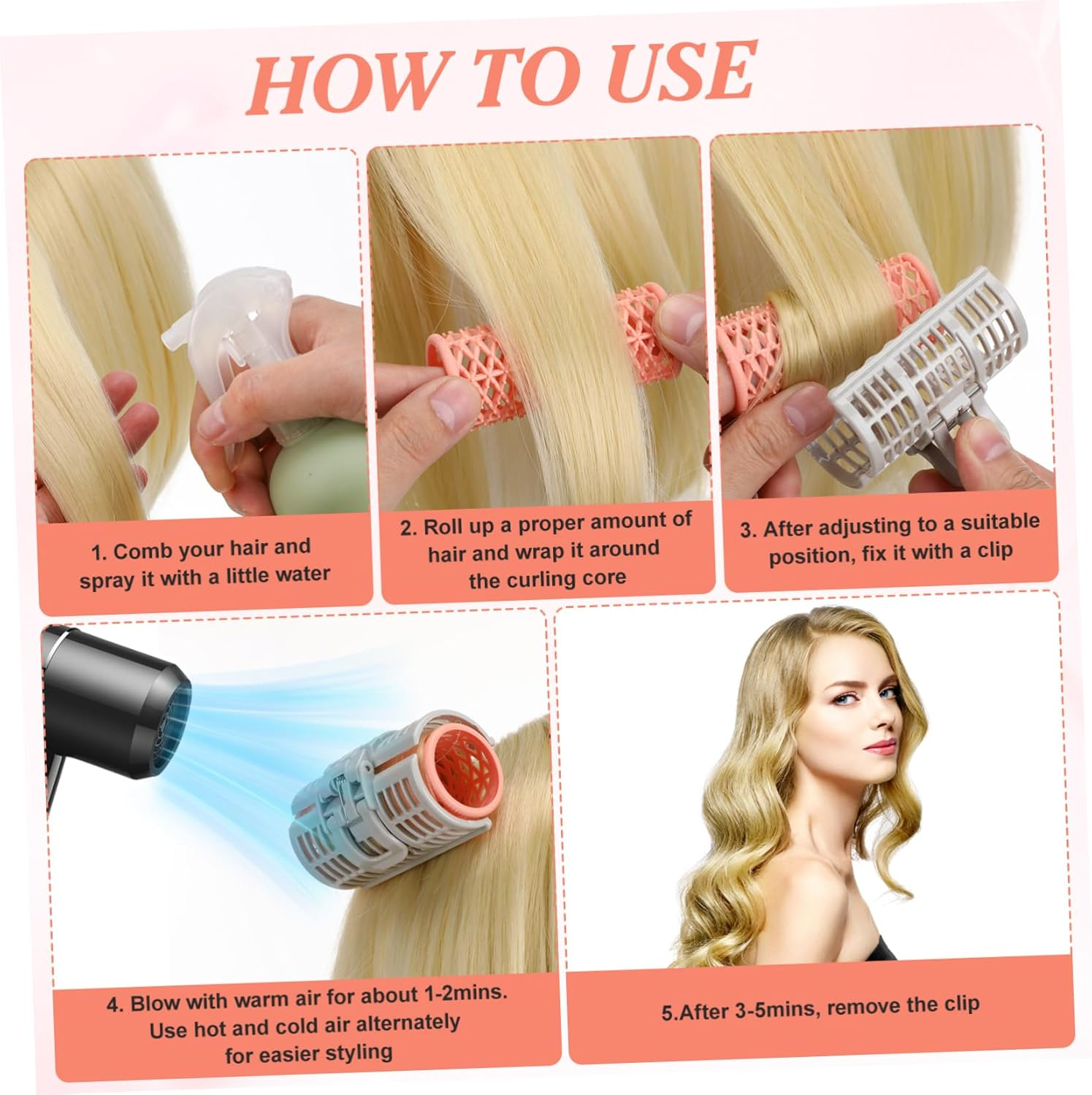 ARTSEWPLY 6Pcs Hair Curler Spring Rollers for Bangs Diy Hairstyle Tool Non-Heat Curling Suitable for Hair Types Easy to Use at Home image number 3