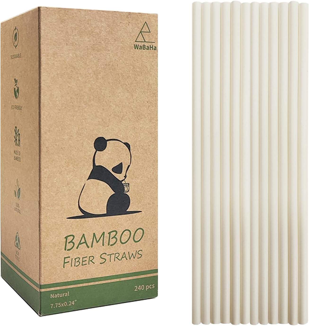 Disposable Bamboo Fiber Drinking Straws, 240 Counts of 7.8 Inches Biodegradable Bamboo Straw for Hot & Cold Drinks,100% Recyclable & Eco Friendly image number 4