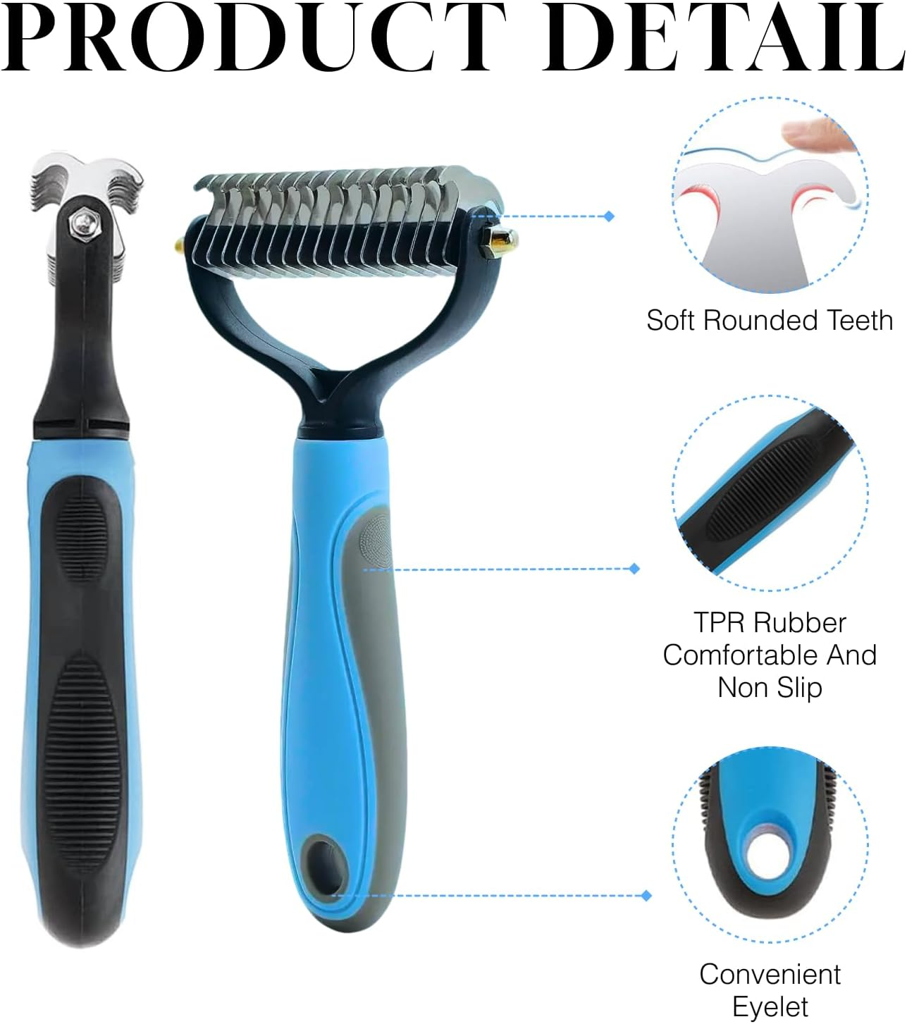 Pet Dog Grooming Brush, Double Sided Shedding & Dematting Undercoat Rake Comb for Dogs and Cats, Professional Dog Shedding Brush to Reduce Tangles, Shedding & Matts in Medium & Long Hair image number 3