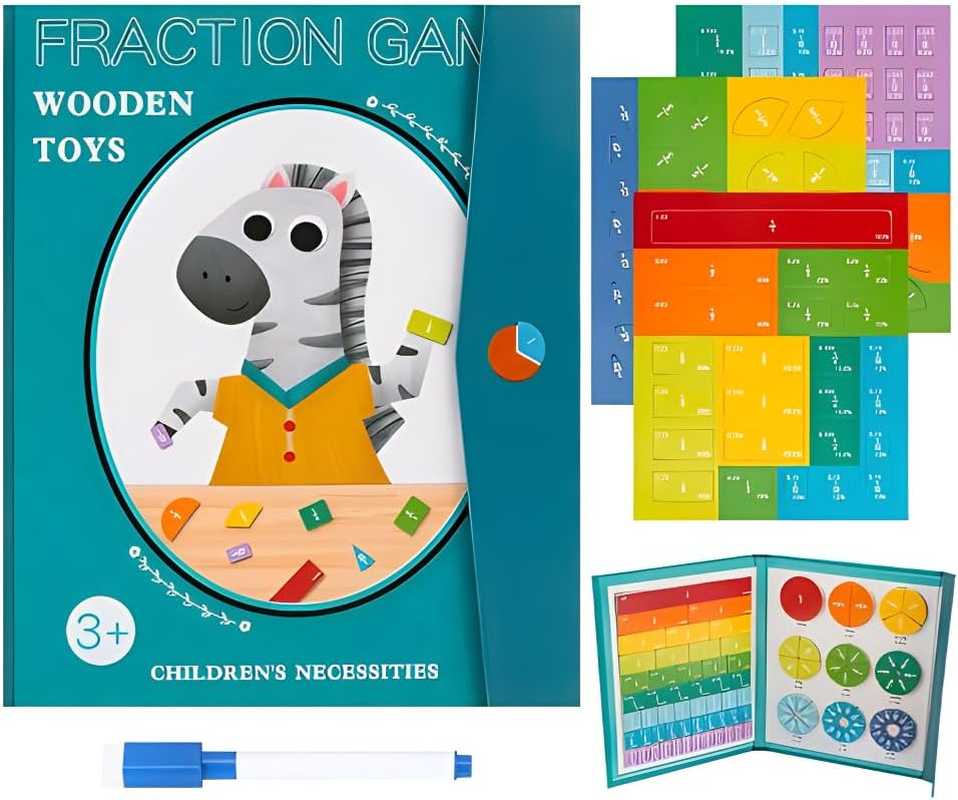 1Pcs Magnetic Fraction Educational Puzzle,Magnetic Fraction Tiles and Fraction Circles with Pen, Book Puzzle for Children Math Fraction Manipulatives Elementary School. image number 4
