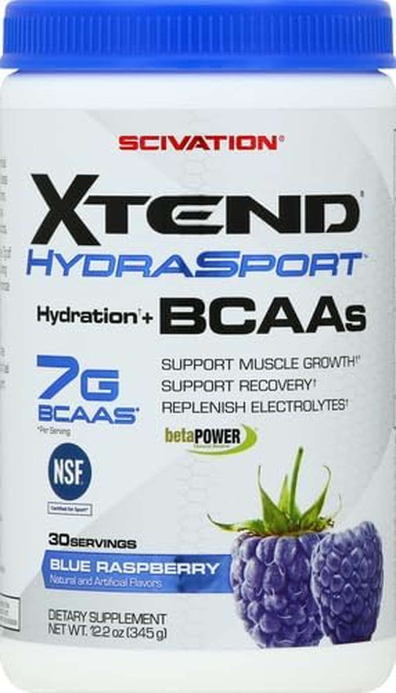 Scivation Xtend Hydrasport BCAA Powder, Branched Chain Amino Acids, Bcaas, Zero Sugar Electrolyte Drink Powder + Hydration, Blue Raspberry, 30 Servings image number 3