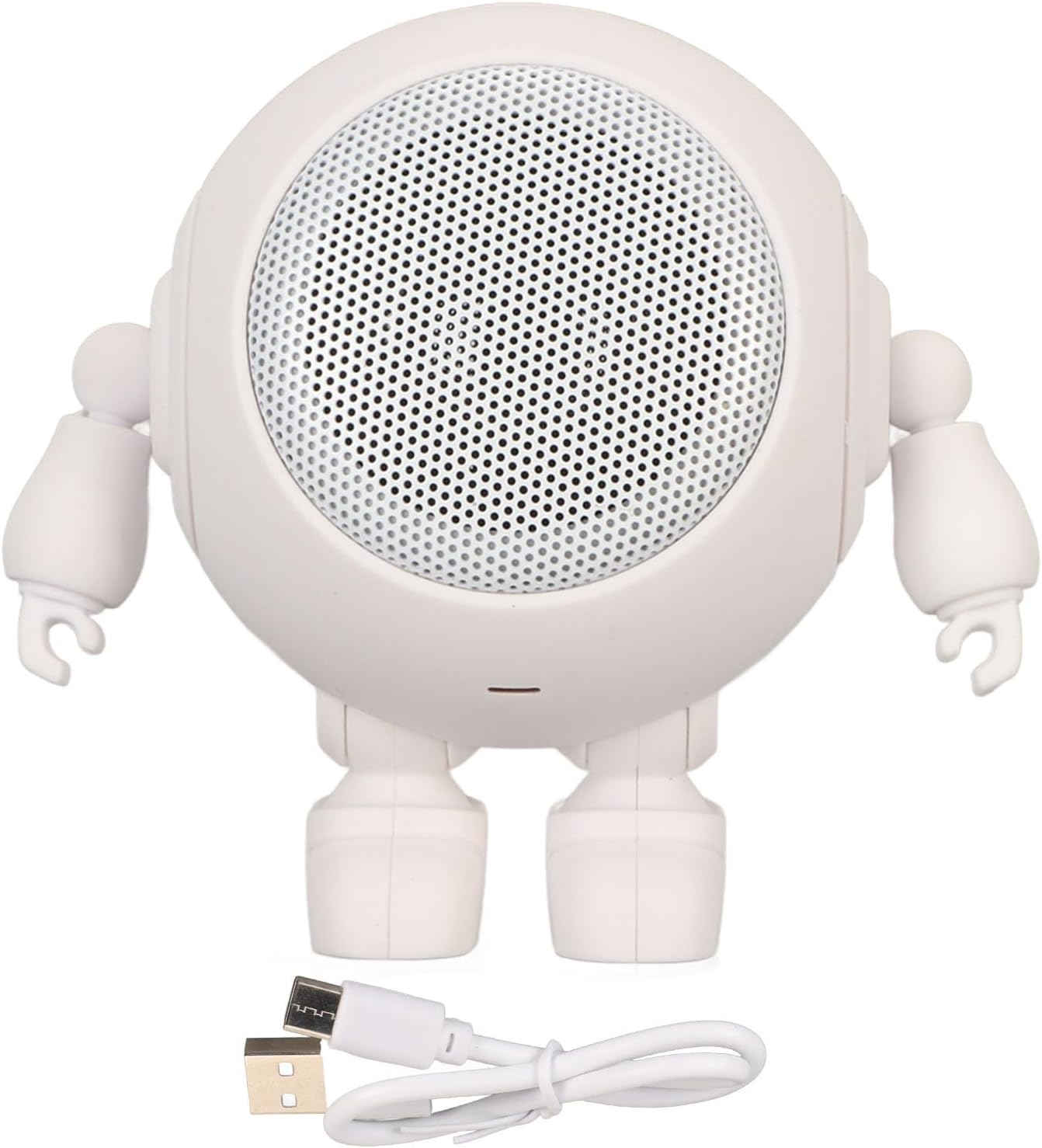 Robot Speaker, 1000Mah Clear Bass USB C Compact Speaker BT 5.0 Built in Mic for Home (White) image number 3