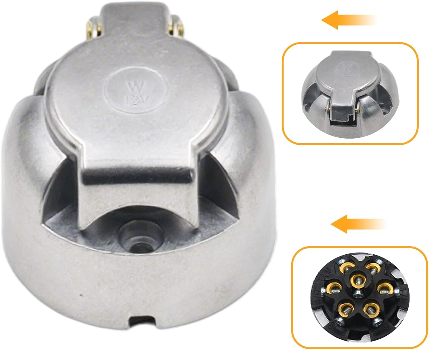 7 Pin Heavy Duty Trailer Connector Socket Heavy-Duty round Wiring Socket 12V Tow-Mg