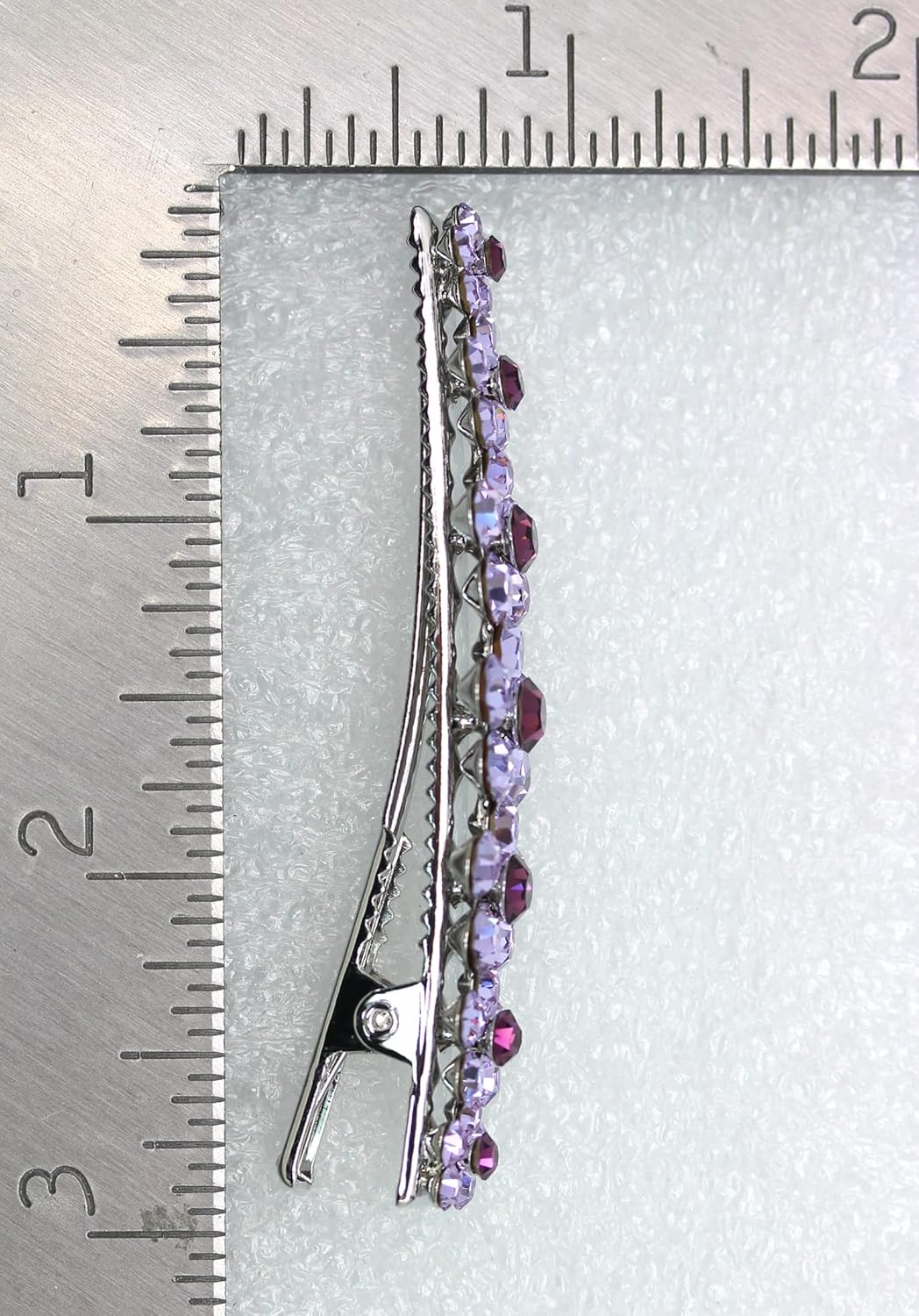 Faship Gorgeous Black Crystal Floral Small Alligator Hair Clip - Ab / Rose Gold Plated image number 3