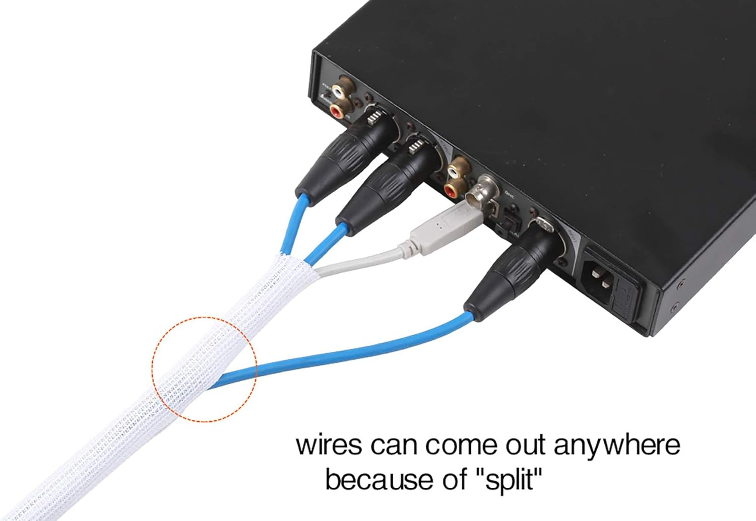 Alex Tech 25Ft - 1/2 Inch Cord Protector Wire Loom Tubing Cable Sleeve Split Sleeving for USB Cable Power Cord Audio Video Cable - Protect Cat from Chewing Cords - White image number 2