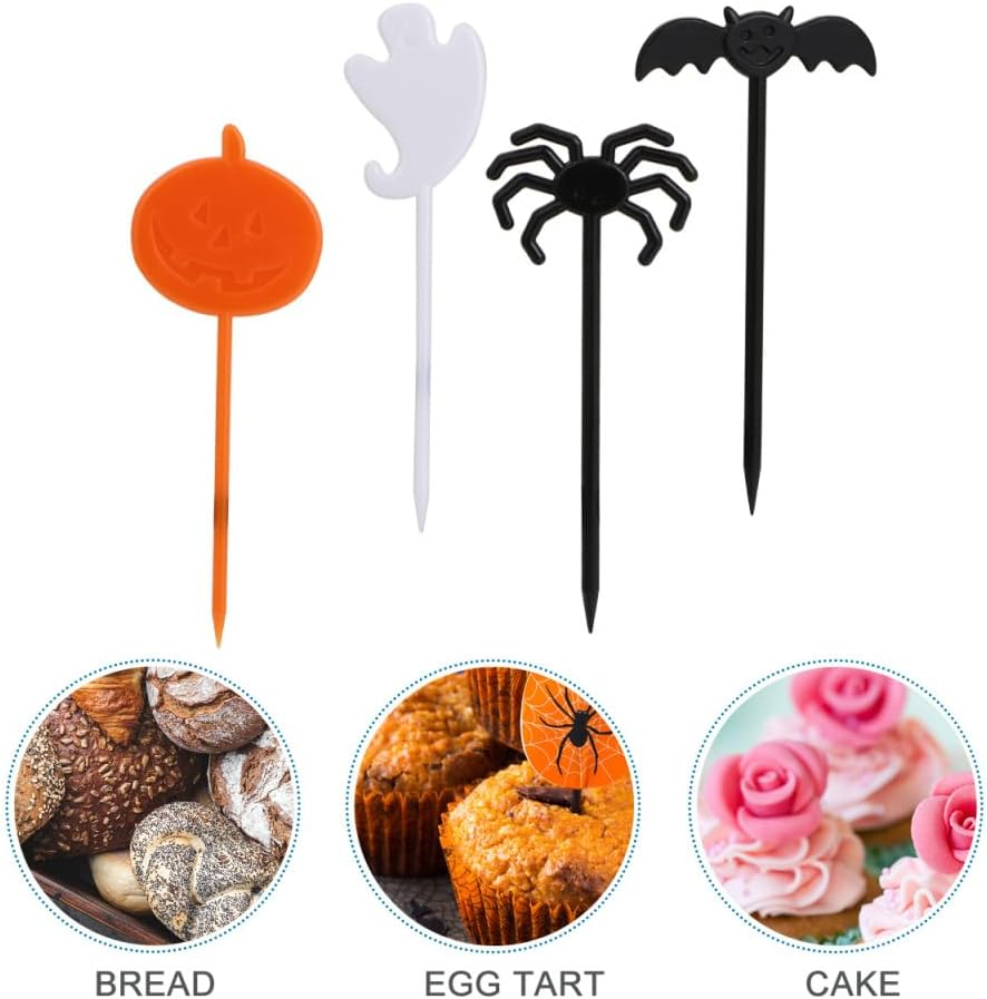 LABRIMP 40Pcs Halloween Cake Toppers Cupcake Decor Party Supplies Pumpkin Bat Cupcake Decorations Kids Adults image number 5