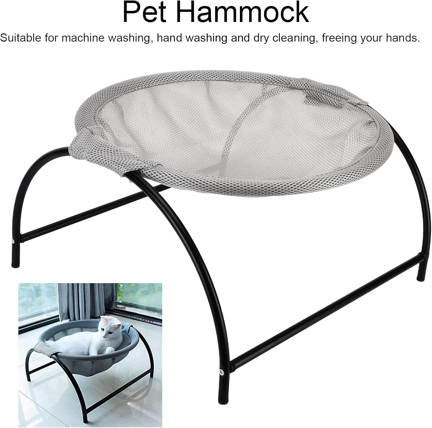 Cat Window Hammock, Detachable Cat Hammock, Washable, Breathable, Pet Hanging Bed, House for Living Room(Grey) image number 3