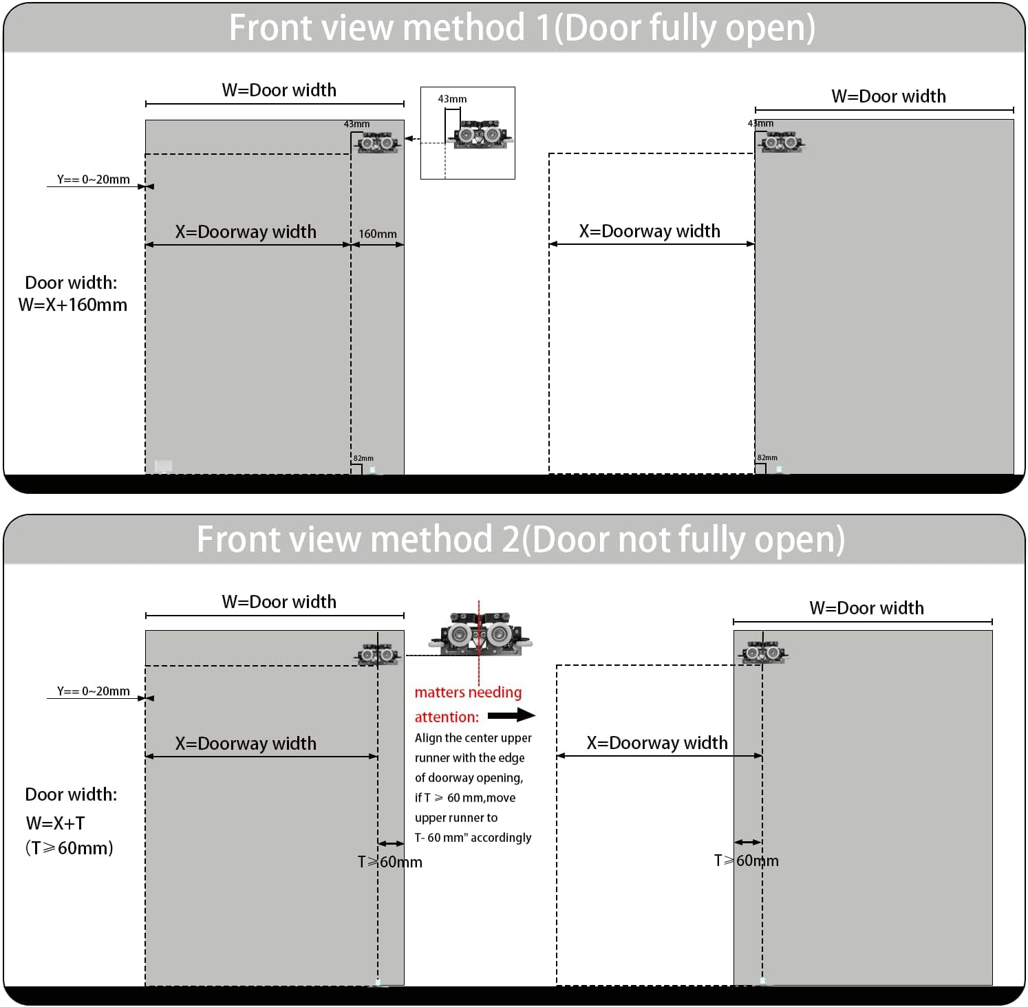 ADYAWEN 1066Mm Concealed Sliding Barn Door Hardware with Soft Close Mechanism, Wall Mount System, No Floor Track，Aluminum(Door Is Not Included) image number 6