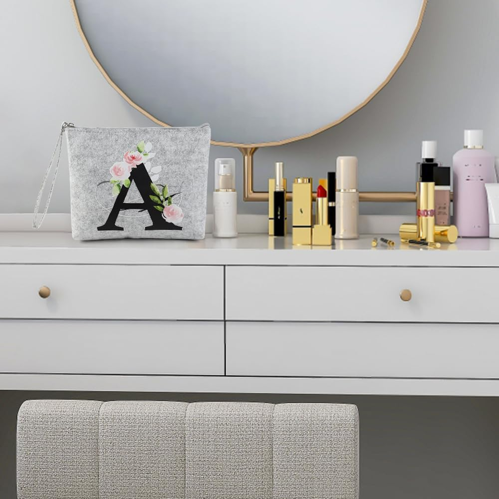 Blisswave Cosmetic Bag with Name, Feel Personalised Cosmetic Bag from a to Z, High-Quality Metal Zip, Exquisite Print Design, Lined, Personalised Gifts Women Girls - K image number 6