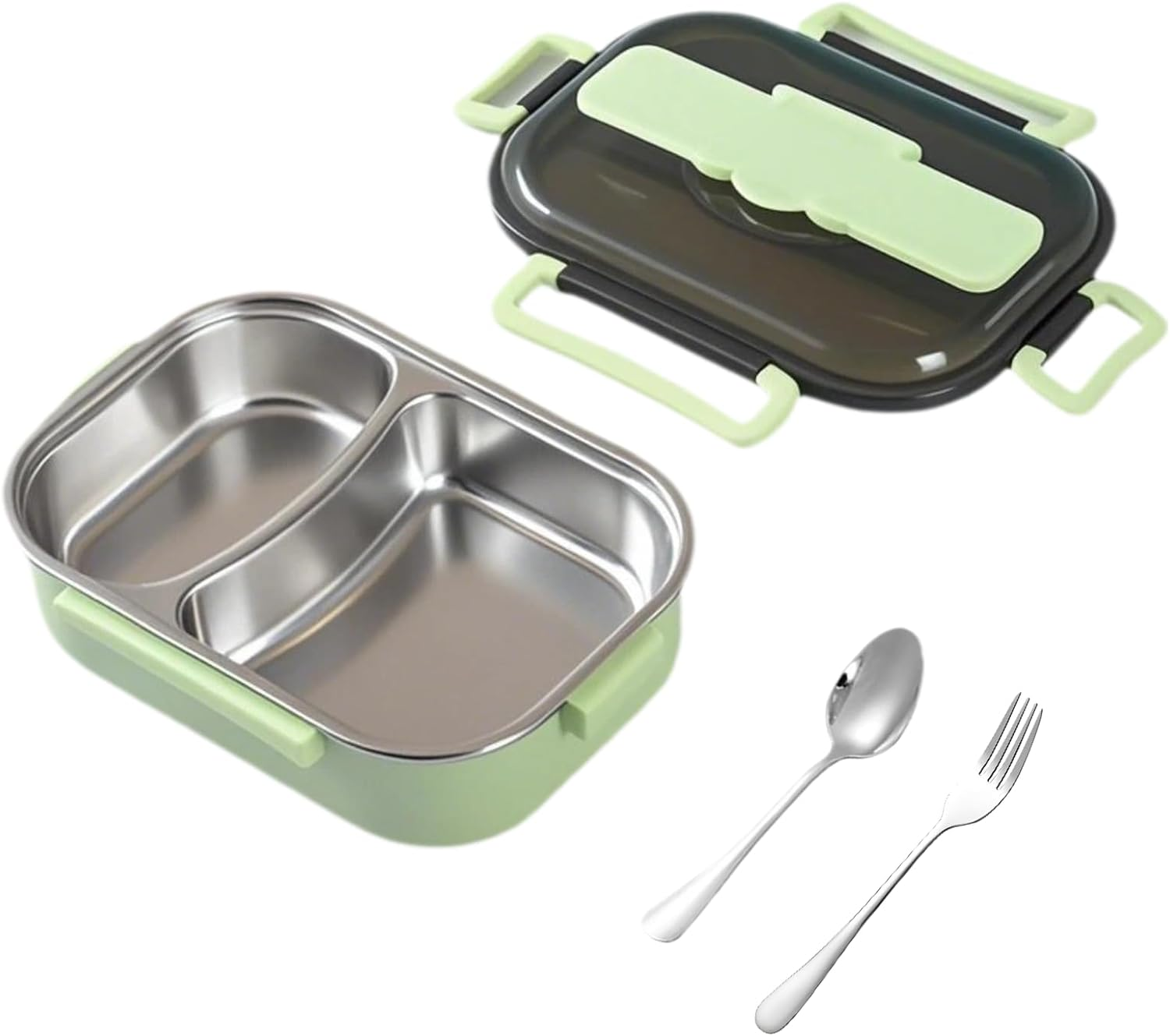 ZOUHUALU Insulated Lunch Box for Adults & Kids, 2-Compartment Thermal Hot Lunch Box with Cutlery, Leak-Proof & Microwave Safe Food Container for School, Office, Work