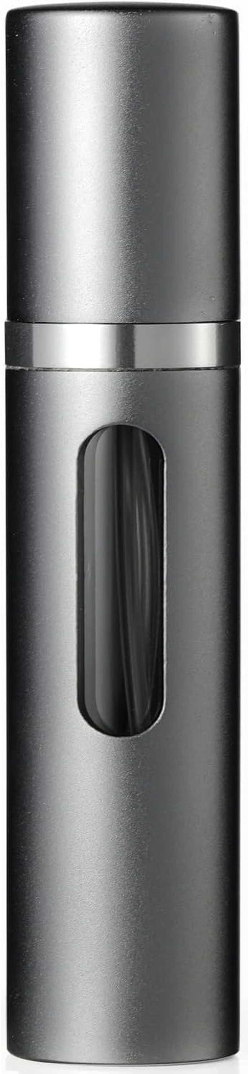 Travelofo Perfume Atomiser, Refillable, Empty Travel Perfume Atomiser, Mini Portable Spray Bottle with Window for on the Go, 8 Ml (Black & Grey)