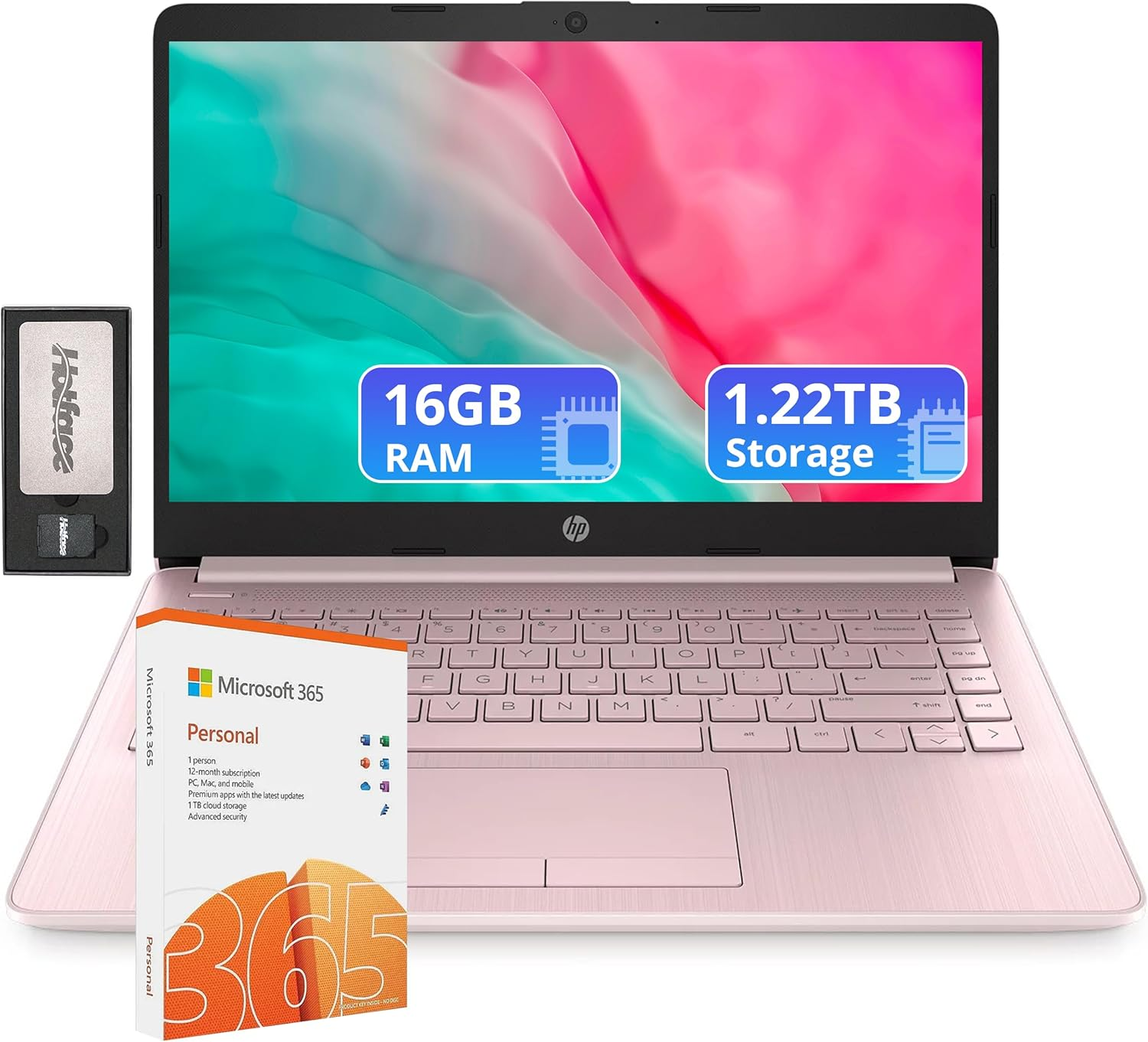HP Flagship 14" Laptop with 1 Year Office 365 | 8GB RAM | 1.28TB Storage(128Gb Emmc & 160GB Docking Station & 1TB Cloud Storage) | Intel 4-Core Processor| Webcam | Wi-Fi | Windows 11 | Silver