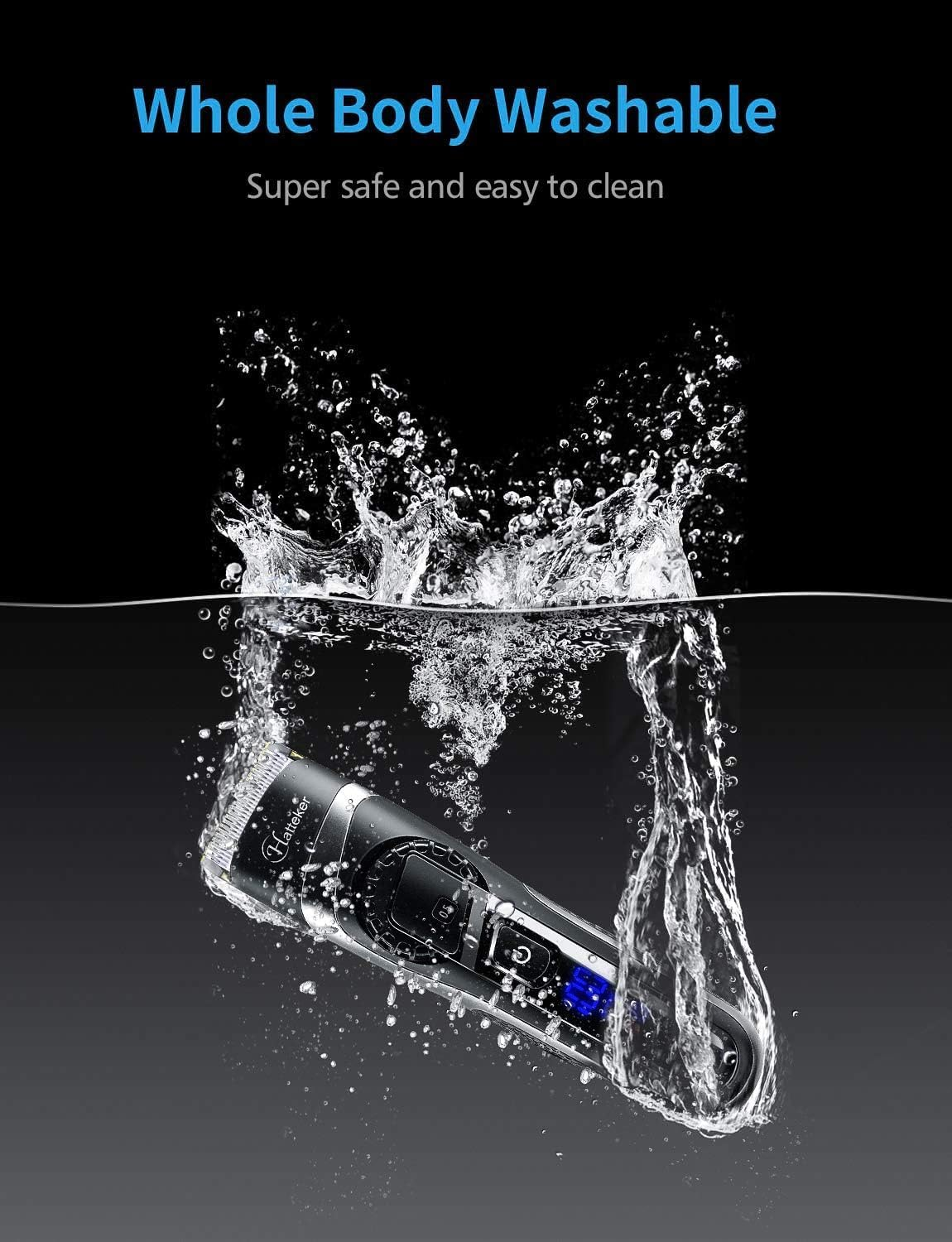 Hatteker Professional Hair Trimmer for Men - Beard & Long Hair Trimmer, Battery & Mains Operated, Waterproof 3 in 1 image number 1