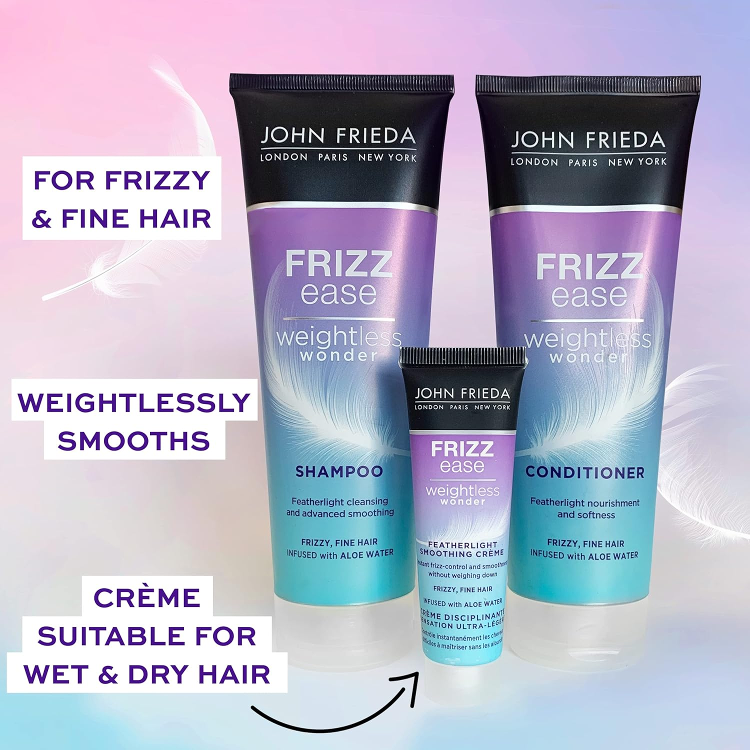 John Frieda Frizz Ease Weightless Wonder Gift Set - Shampoo, Conditioner & Styling Mini, Purple image number 2