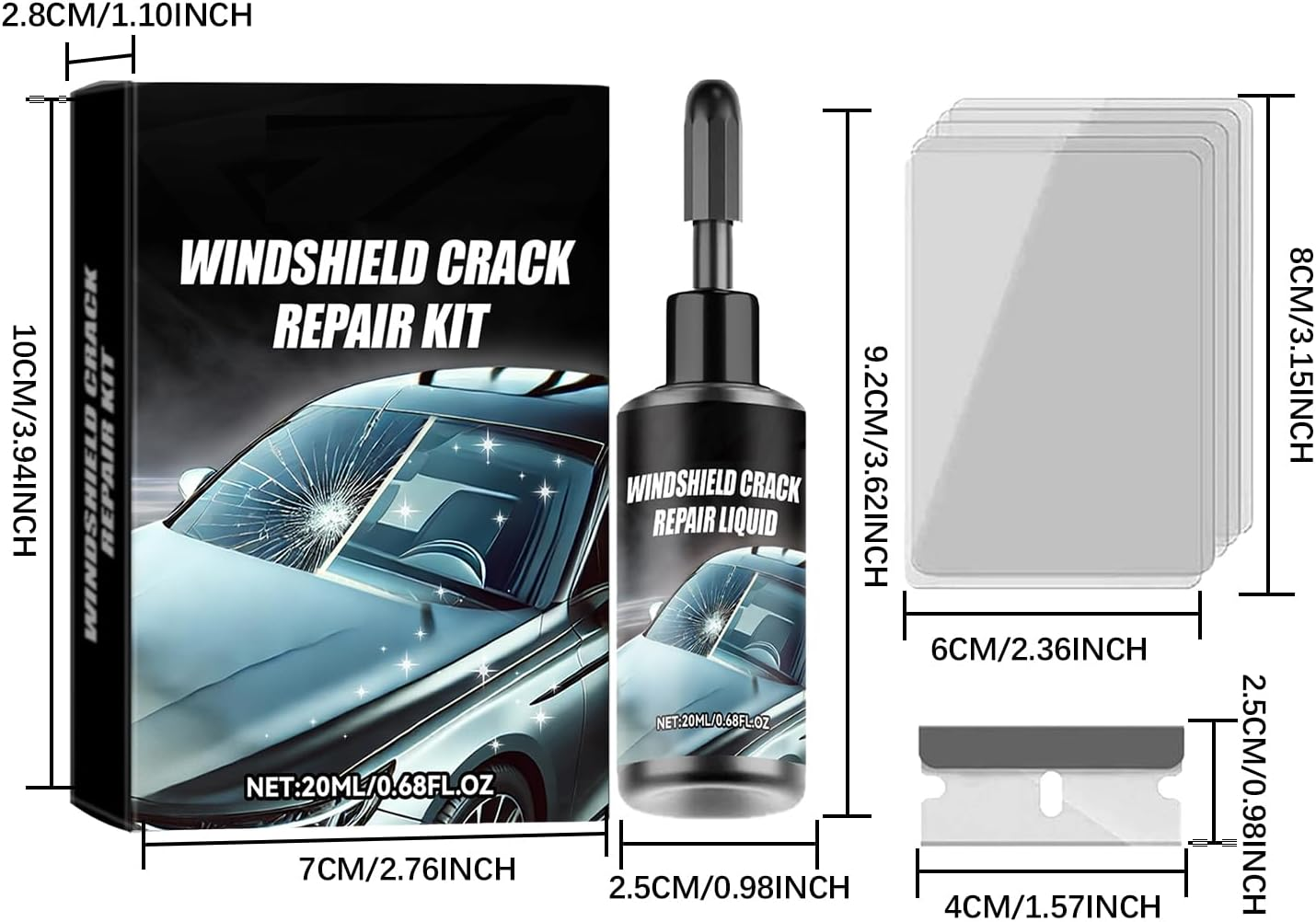 POKITA X Windshield Repair Kit &ndash; Glass Repair Kit for Cracks, Scratches & Star-Shaped Cracks, Professional General Car Windscreen Repair Tool image number 5
