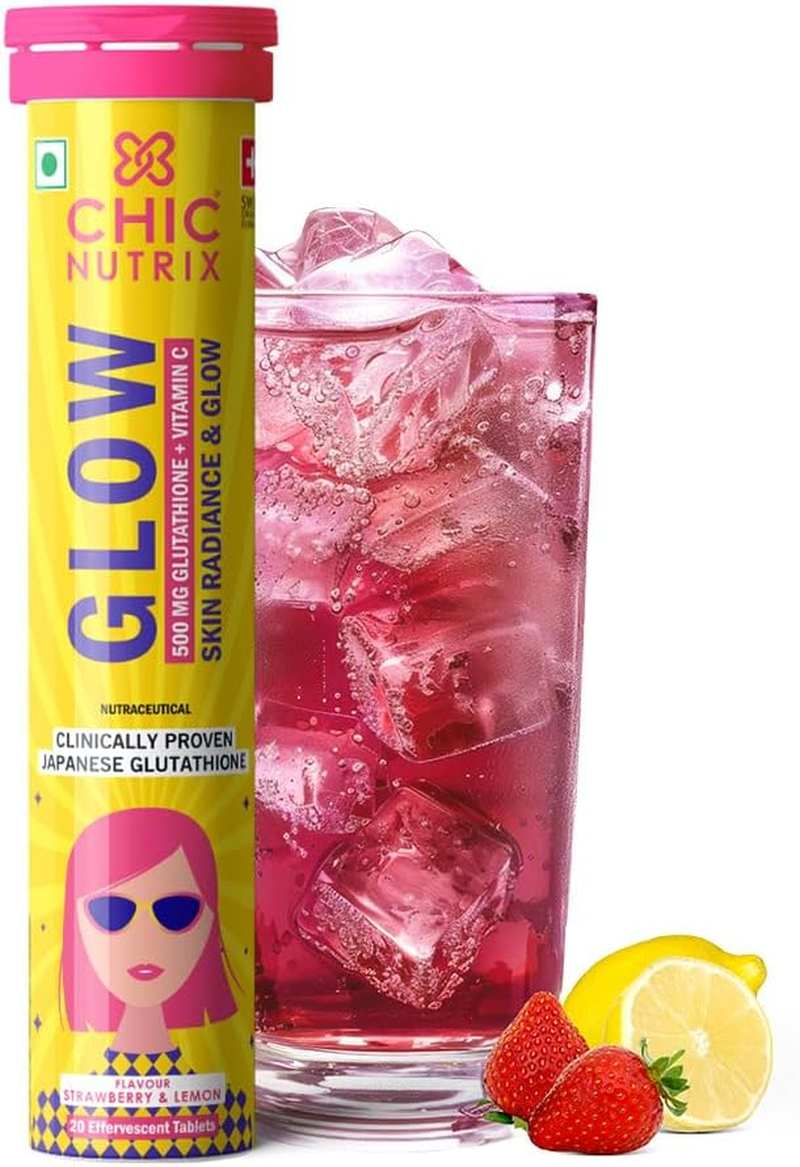 Chicnutrix Glow Effervescent Tablets, Japanese Glutathione 500Mg with Vitamin C, Strawberry-Lemon Flavour, 20 Tablets image number 4