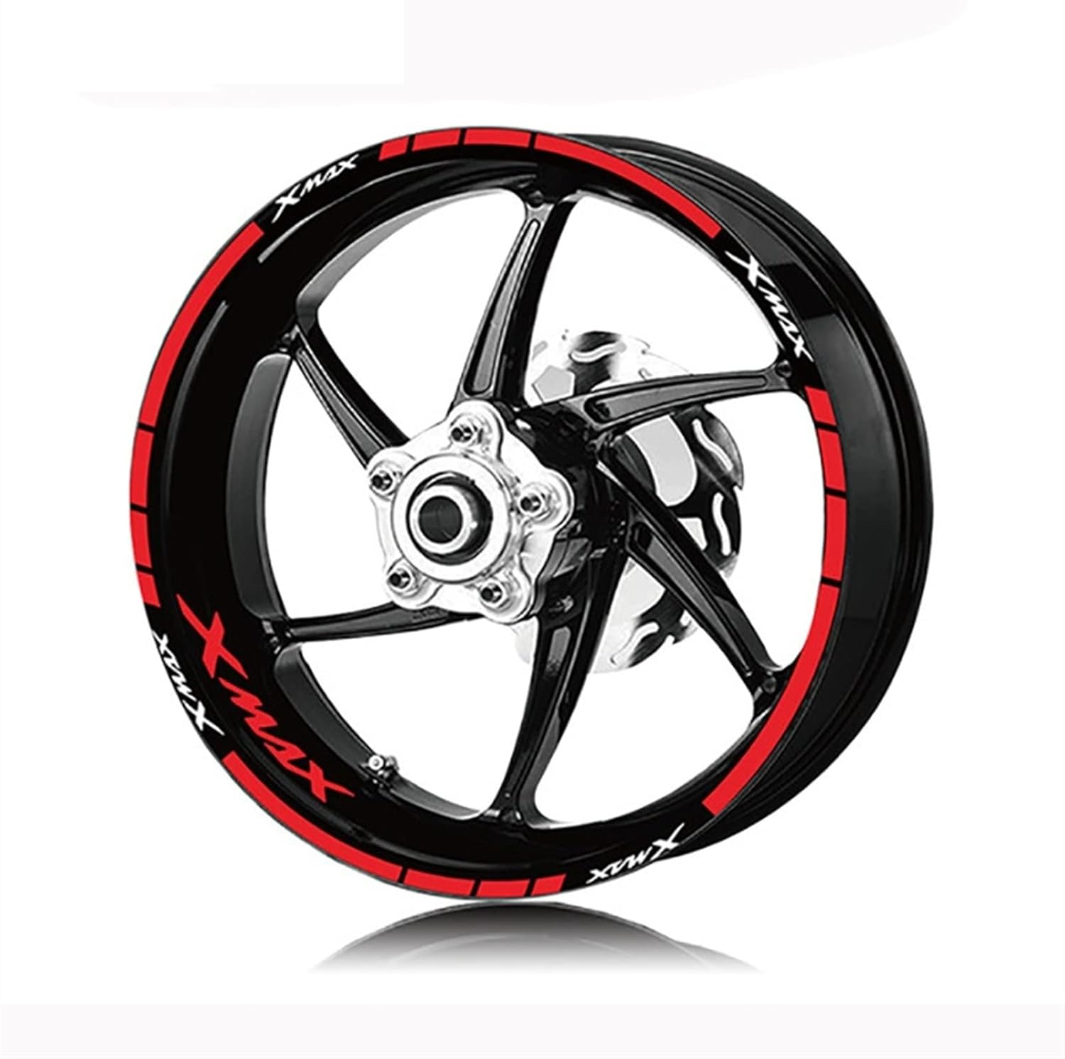 Stickers Motorcycle Wheel Stickers Rim Reflective Decoration Decals Car Accessories for Yamaha Xmax (Color : Red)
