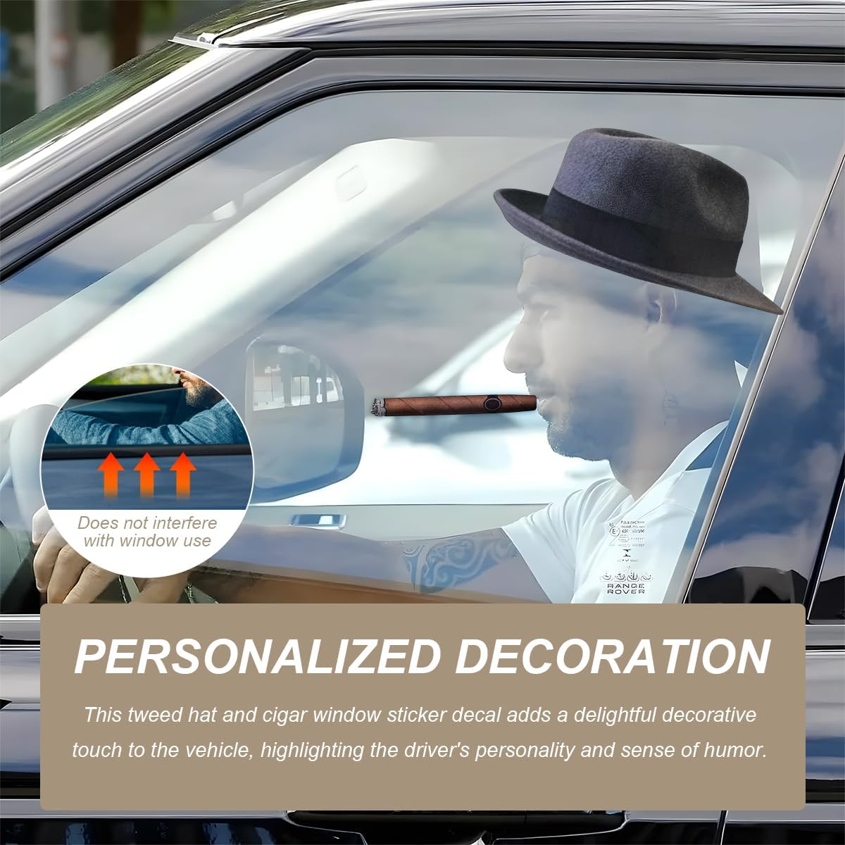 NYTKL Fedora and Cigar Window Decal, the Driving Crooner Decals Fedora Hat and Cigar Sticker, Waterproof Funny Car Stickers Creative Decoration for Automotive Side Window (A) - B image number 4