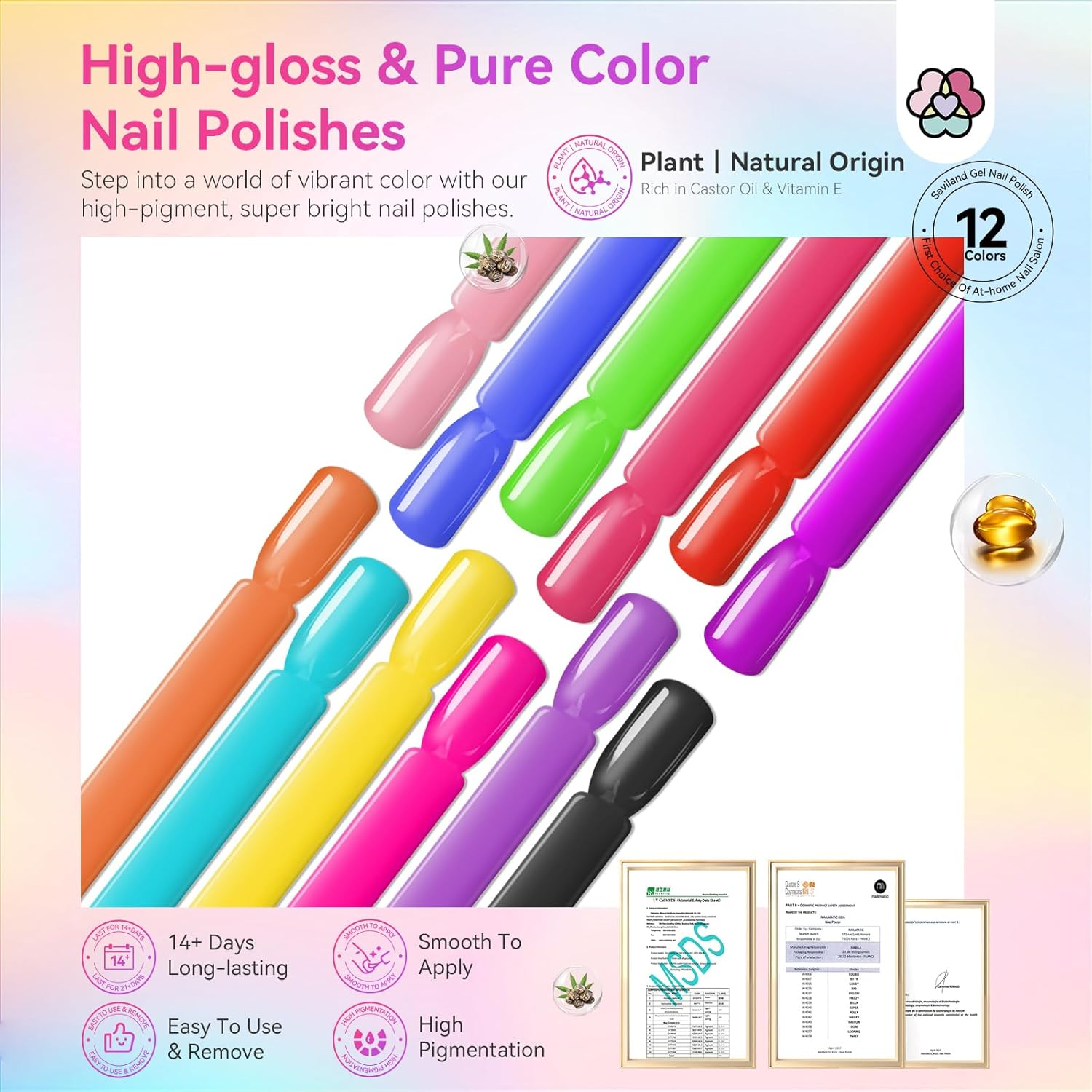 SAVILAND Quick Dry Nail Polish Set: 12 Neon Green Bright Colors 0.34Oz Pastel Regular Nail Polish Non Gel Bulk Nail Polish Kit with Base-Top Polish Summer Nail Lacquer for Finger Toe Acrylic Nail Art