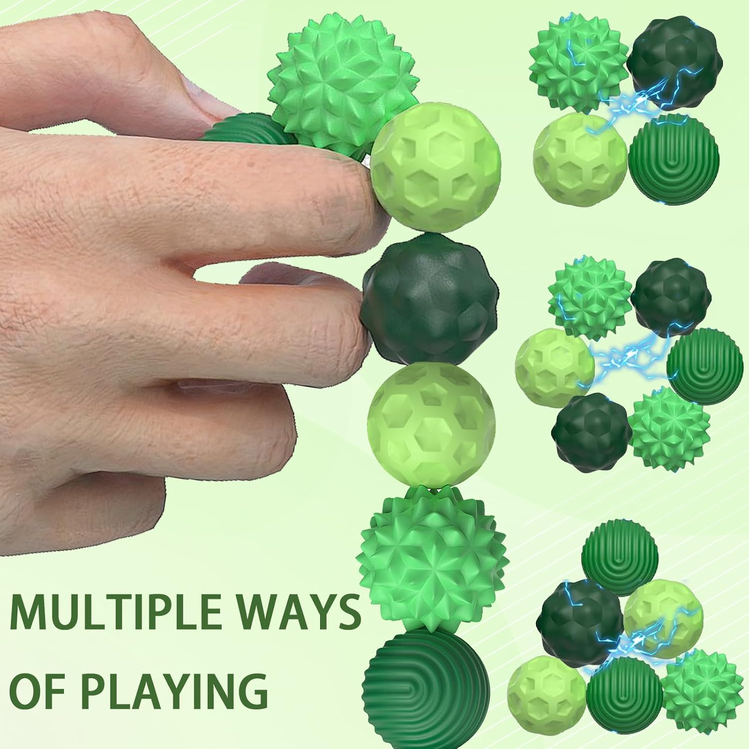 LUKIUP Pack of 8 Magnetic Fidget Toys, Magnetic Balls, Stress Ball, Silicone Sensory Toy, Magnetic Stress Ball with Silicone Case, Sensory Fidget Toy, Magnetic Balls (Green)