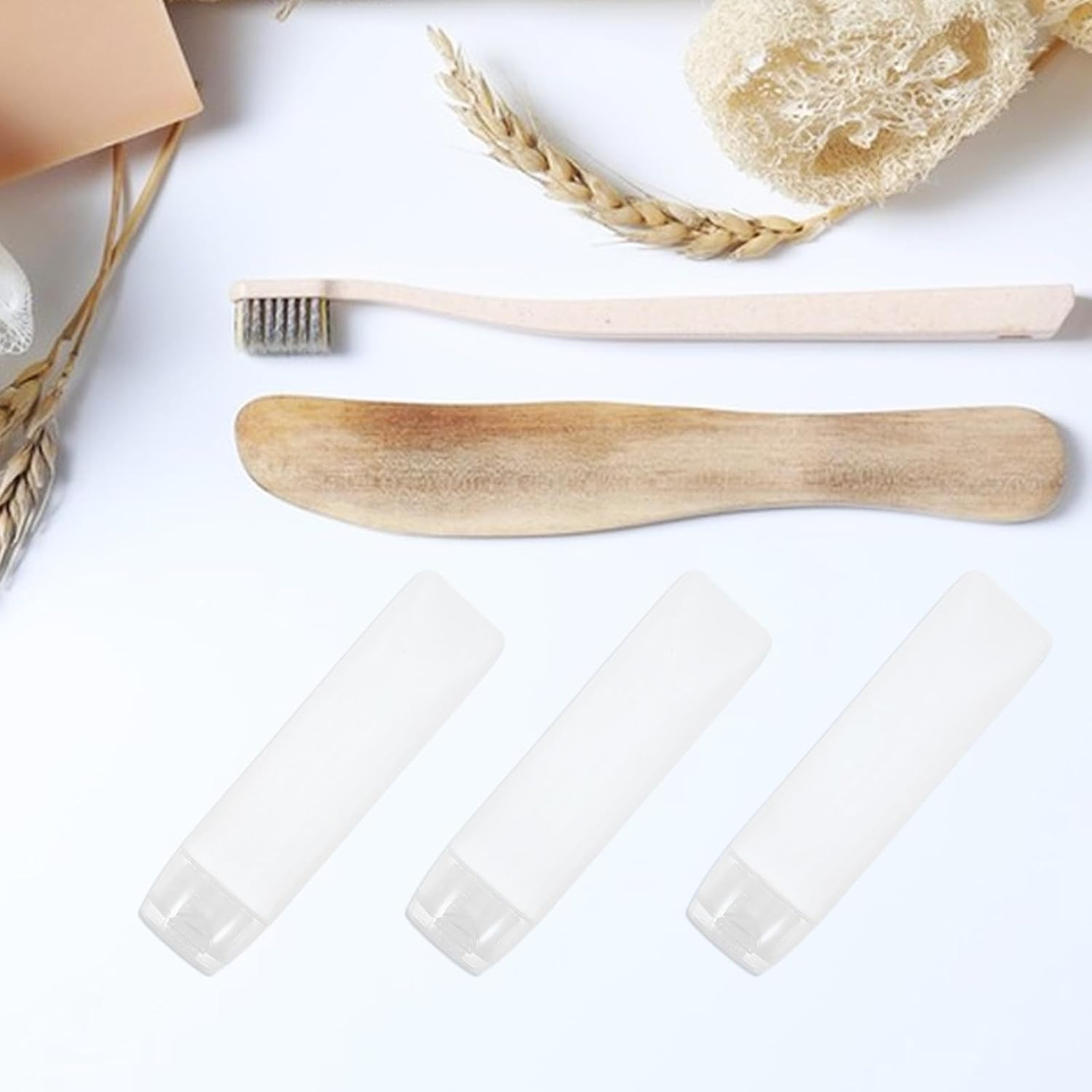 WEKADRIN 6Pcs 30Ml Refillable Travel Toothpaste Tubes Portable Squeeze Bottles for Toothpaste and Lotion Plastic Empty Travel Bottles with Facial Cleanser Caps for Toiletries