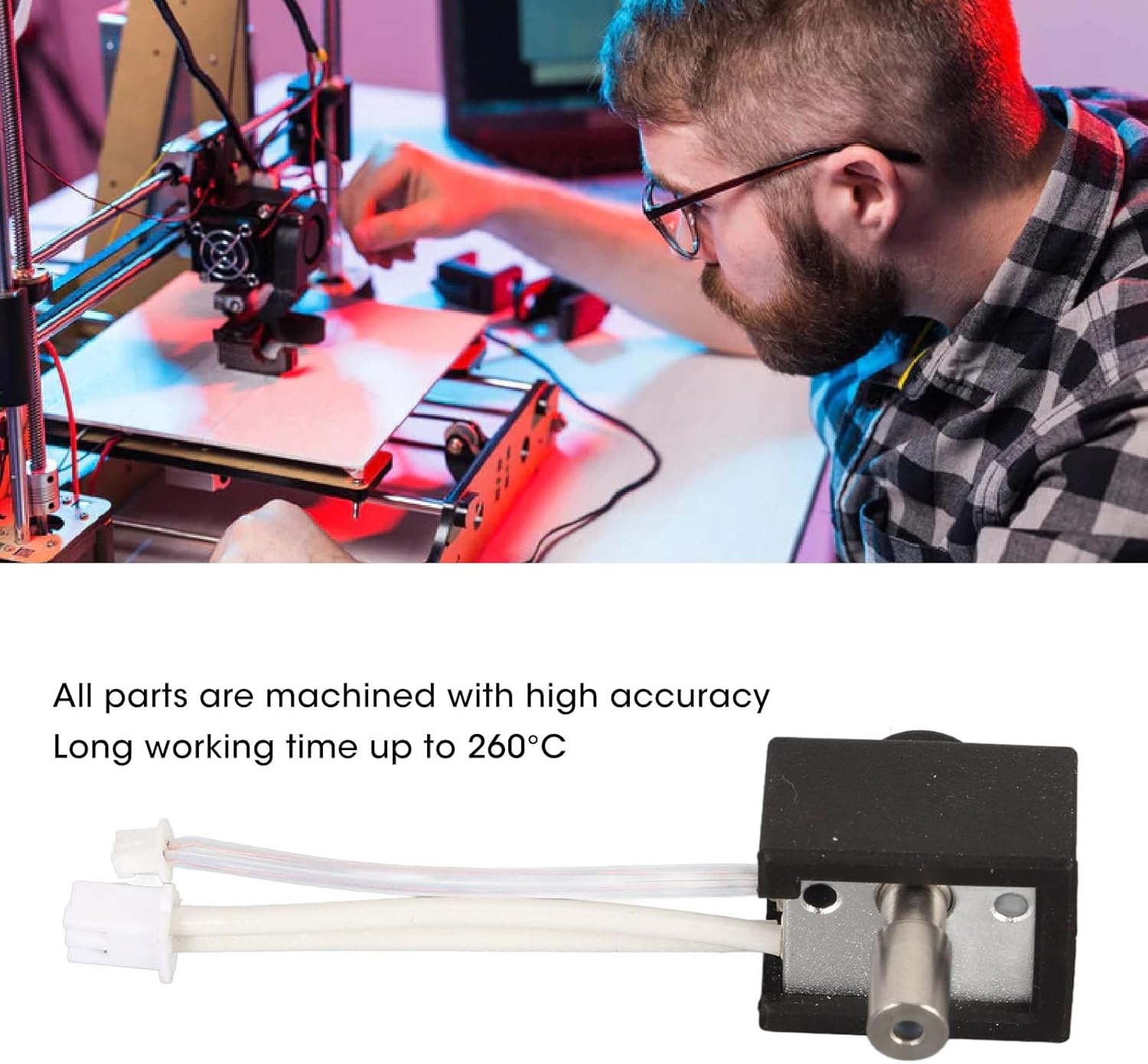 Extruder Standard Heater Block for Ender 3 S1, Block Heater with High Temperature 260℃ for Ender 3 S1 PRO for CR10 Smart Pro for Sermoon V1 for Sermoon V1 Pro 3D Printer Accessories image number 3