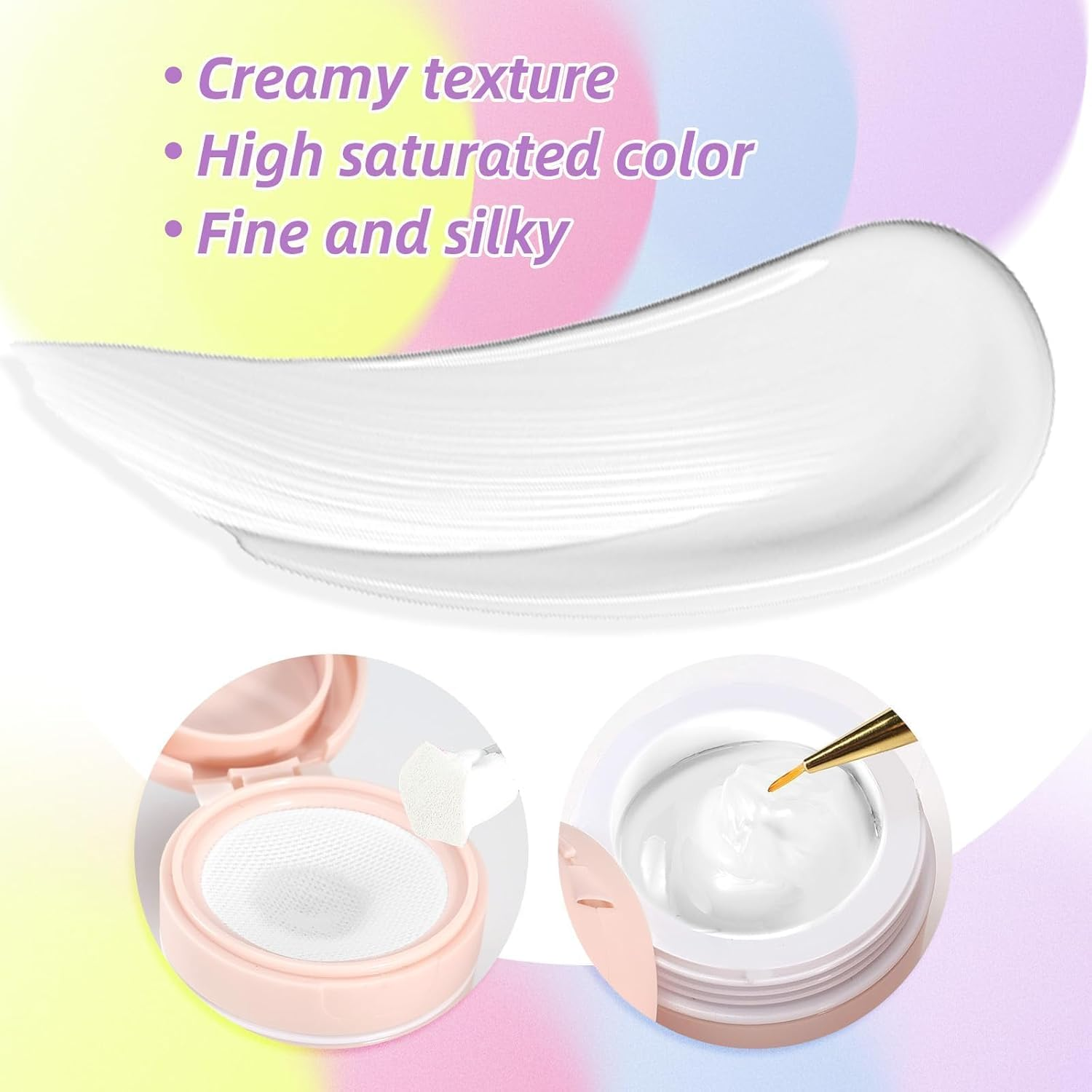 U-Shinein Cushion Gradient Painting Gel, Ombre Nails Aura Nails Full Coverage Precise Control of Each Strokelong Lasting French Manicure Soak off UV LED DIY Nail Art,White image number 1