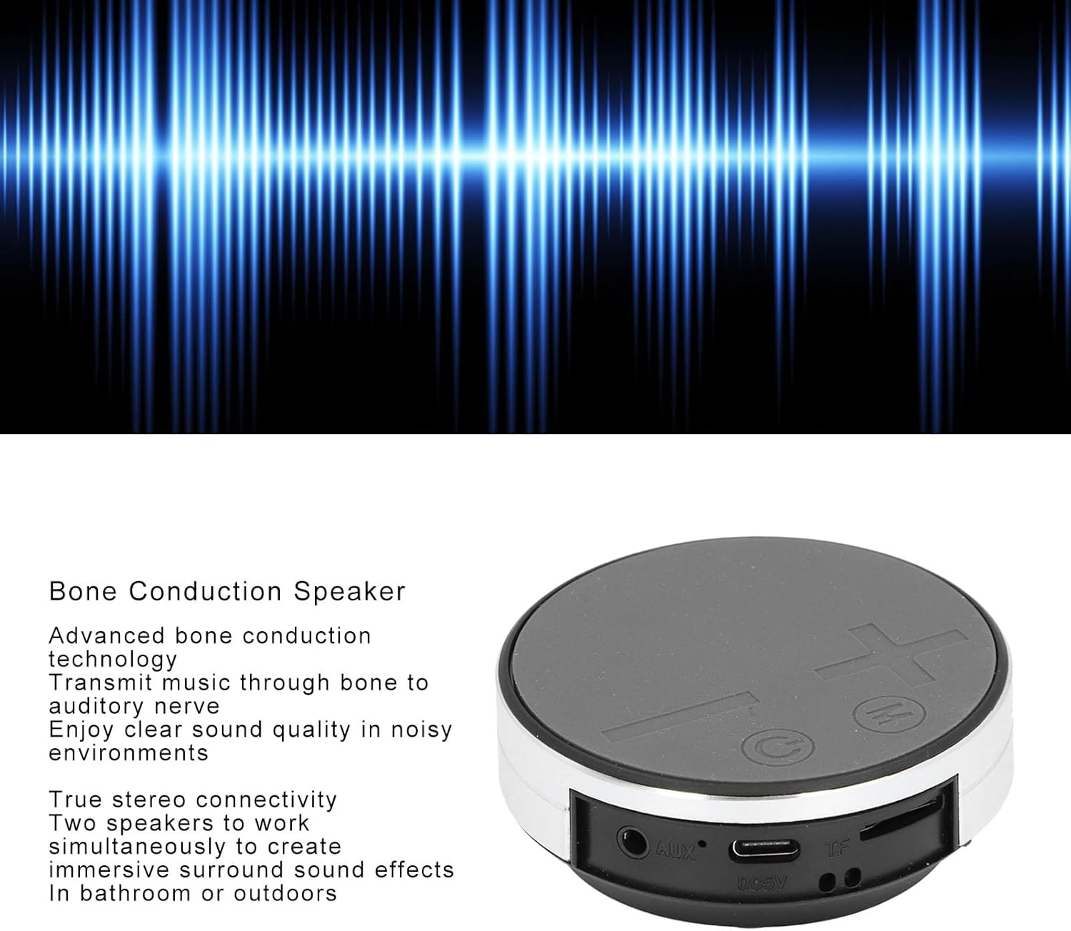 Bone Conduction Speaker, Portable Stereo Mini Waterproof Music Player, Mini Size Music Player with Strong Suction Cup Base for Home Outdoor Travel (Silver) image number 2