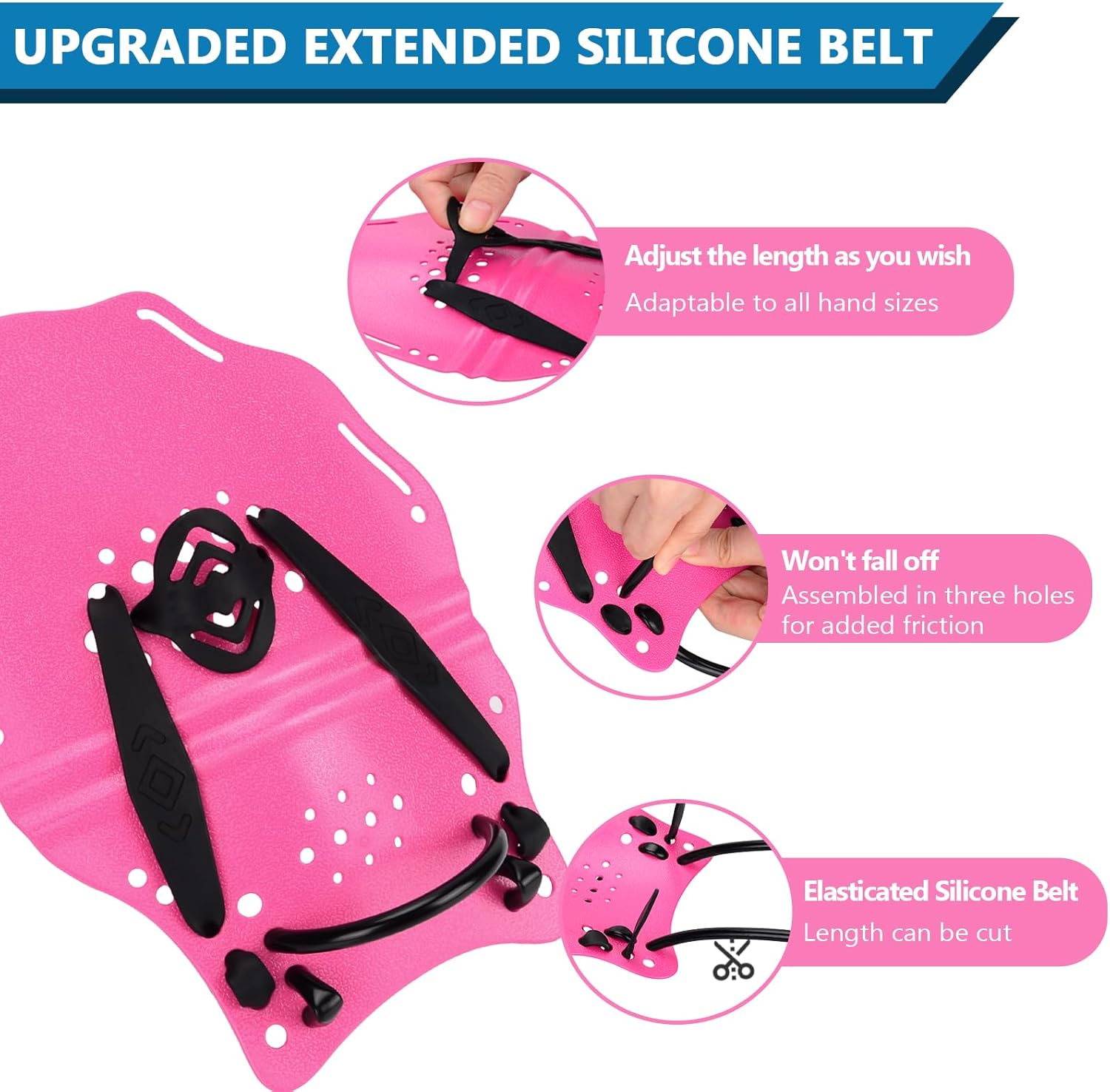 Hikeen Swim Paddle Hand, Swim Training Hand Paddles with Adjustable Straps, Swimming Hand Paddles for Children Adult