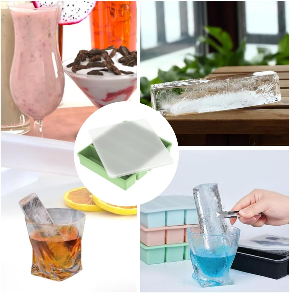 Ai-Oumleef Ice Cube Tray, Silicone Freezing Container Sticks with Lid, Silicone Mold, Water Bottle Ice Trays,Silicone Ice Trays,Reusable Long Ice Trays Make Slow-Melting Ice(Green) image number 3