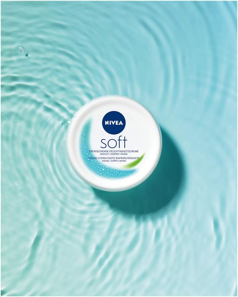 NIVEA Soft Refreshing Moisturising Cream (375 Ml), Nourishing Soft Cream with Vitamin E and Jojoba Oil, Fast Absorbing Skin Cream image number 4