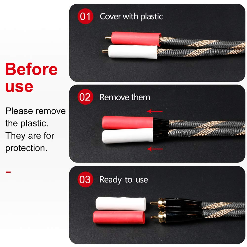 SKW Audiophiles Digital Stereo Audio Cable Coaxial Cable 2RCA Male to 2RCA Male Stereo Audio Y Cable for Hifi System Subwoofer Converter Adapter DJ Equipment TV Amplifier Speaker Home Theater - 3 Feet