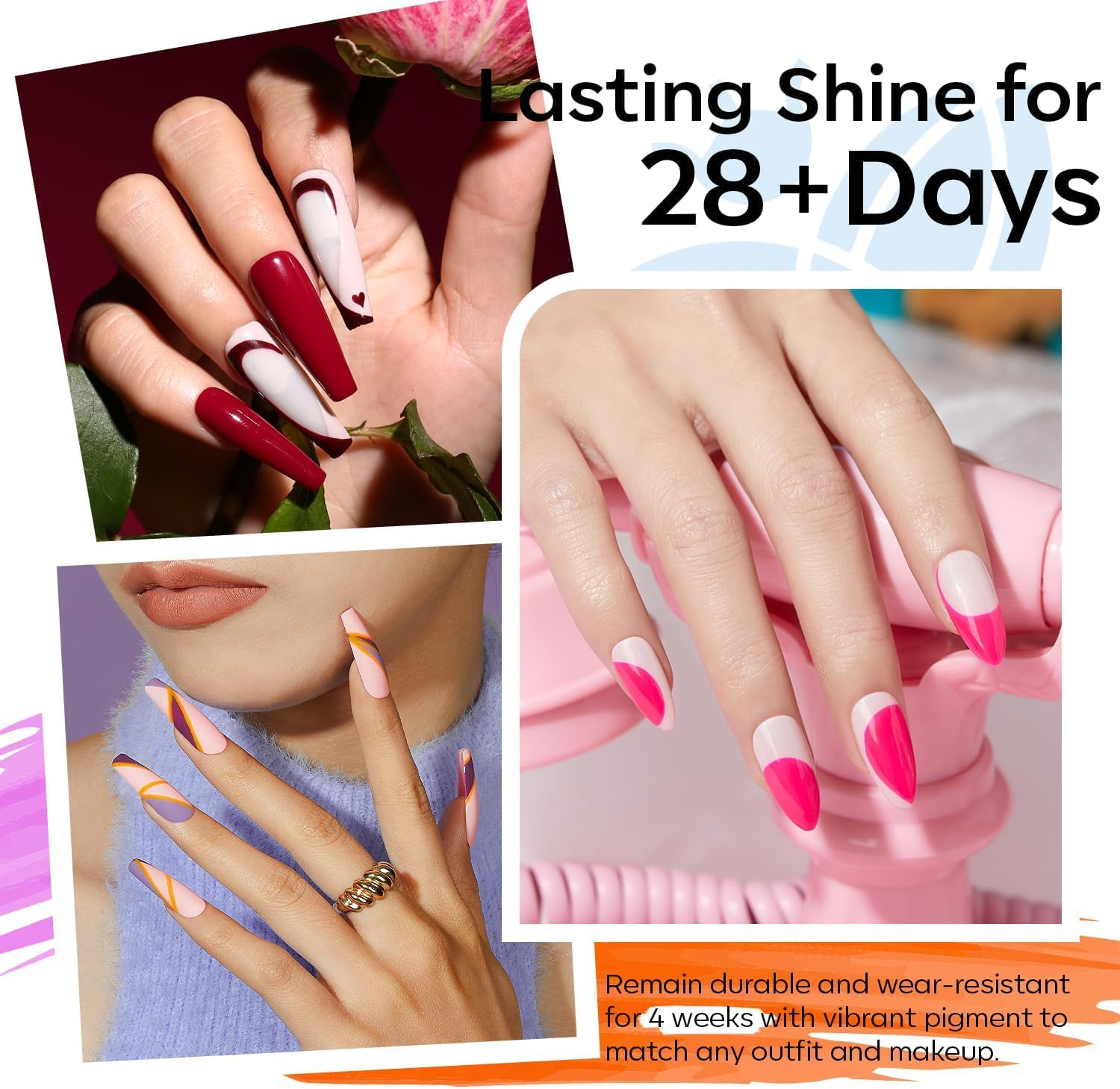 Modelones 32 PCS Gel Nail Polish Set, 28 Colors Spring Summer Rainbow Gel Polish with No Wipe Base Coat, Glitter & Glossy & Matte Top Coat Soak off LED Nail Art Kit Salon at Home image number 1