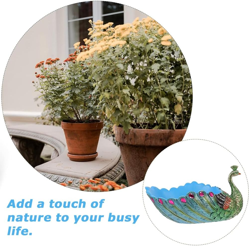 Peacock Flower Pot,Succulents Planter,Plants Pot,Desktop Flowerpot,Resin Statuette,For Home Garden Office Desktop Decoration,With Hole,Shape of Peacock image number 1