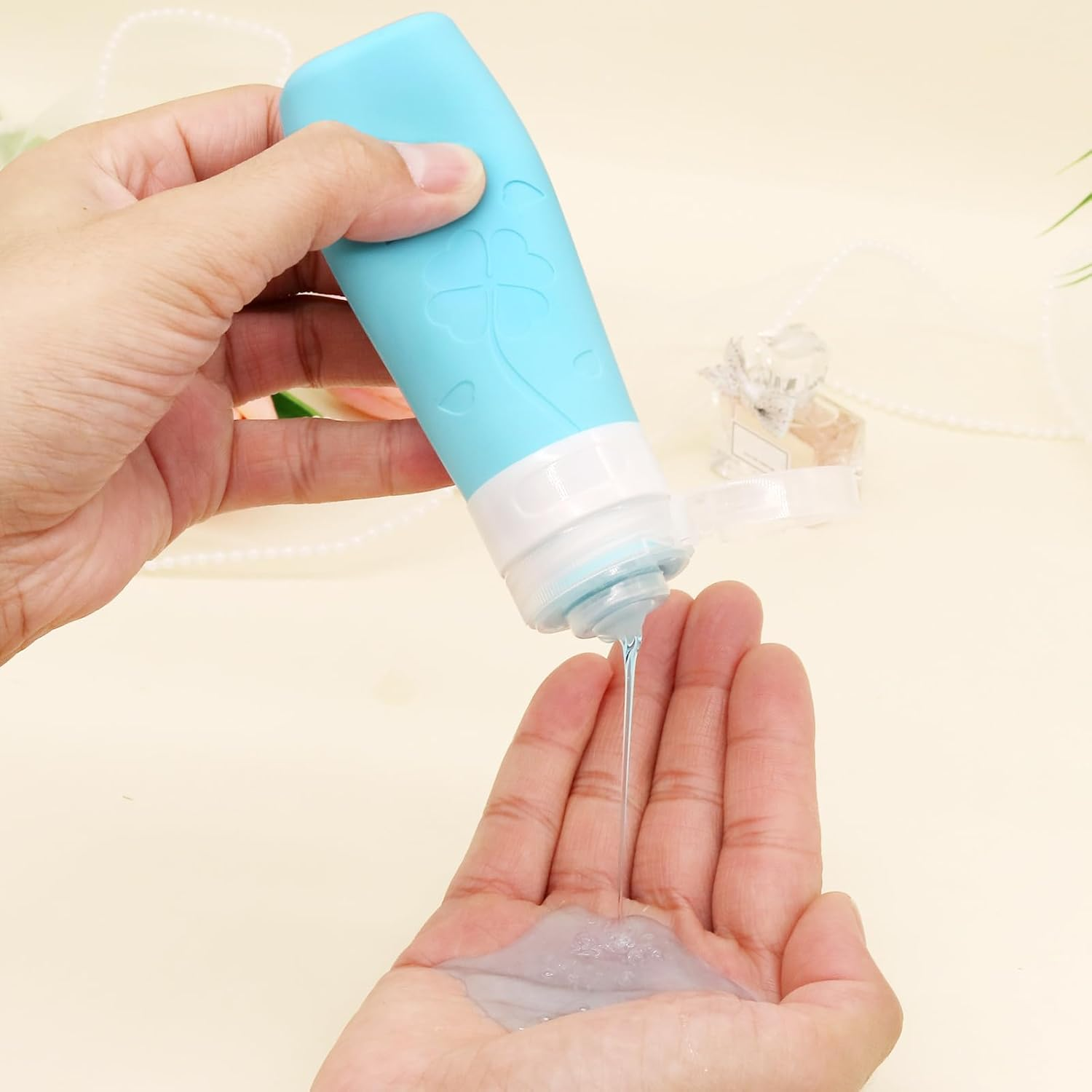 Travel Bottles Set for Toiletries, TSA Approved Travel Size Containers with Cream Jars, Airplane Travel Essentials Leak Proof Silicone Travel Bottles for Shampoo Conditioner Lotion Cream - Blue image number 5