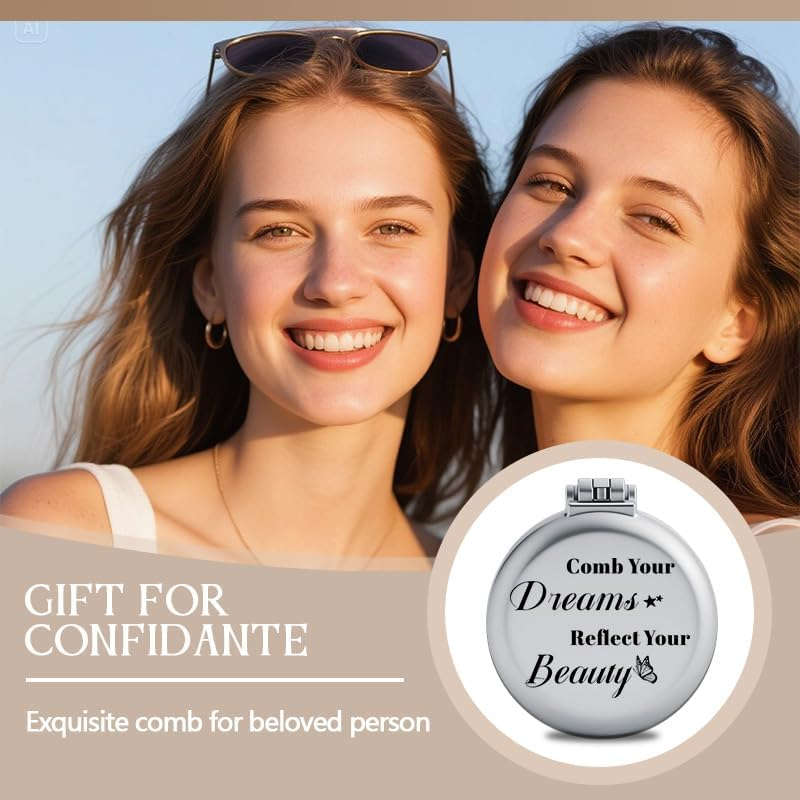 Inspiring Quotes Hair Brush Mirror for Women Girls Positive Motivational Encouragement Gifts for Friends Sisters Daughter Foldable Mini Hairbrush Mirror for Purse Travel Comb image number 5