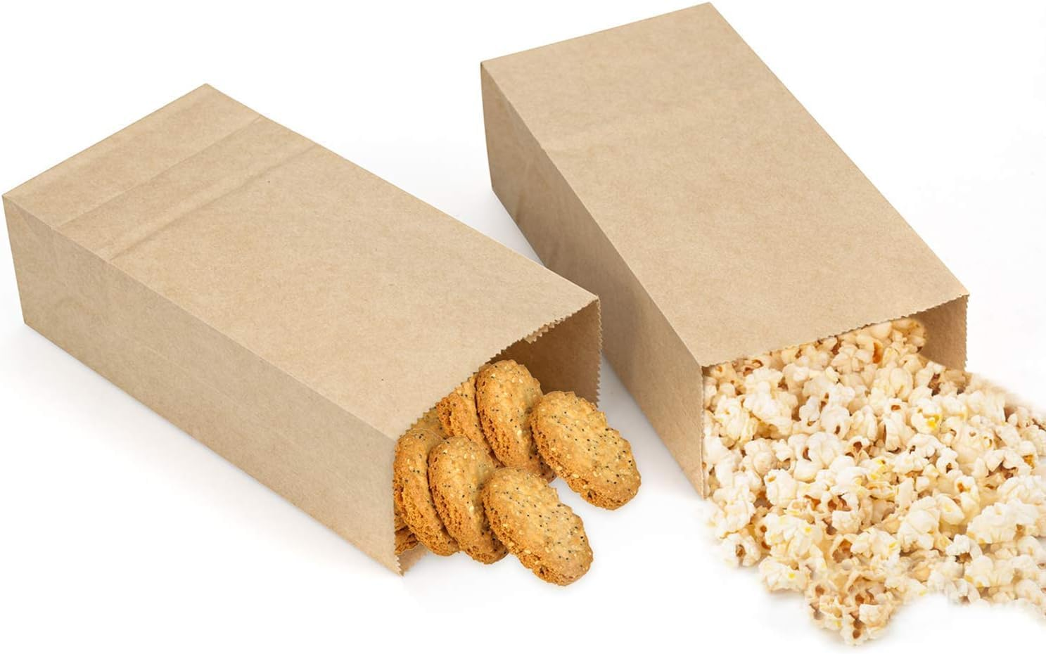 Linyongc 100Pcs Kraft Paper Bread Bags with 100 Stickers, Kraft Paper Square Bottom Stand up Cake Packaging Bags, Multi-Purpose, Brown, 3.5" X 7" X 2.3"/ 9X5.5X18Cm image number 3