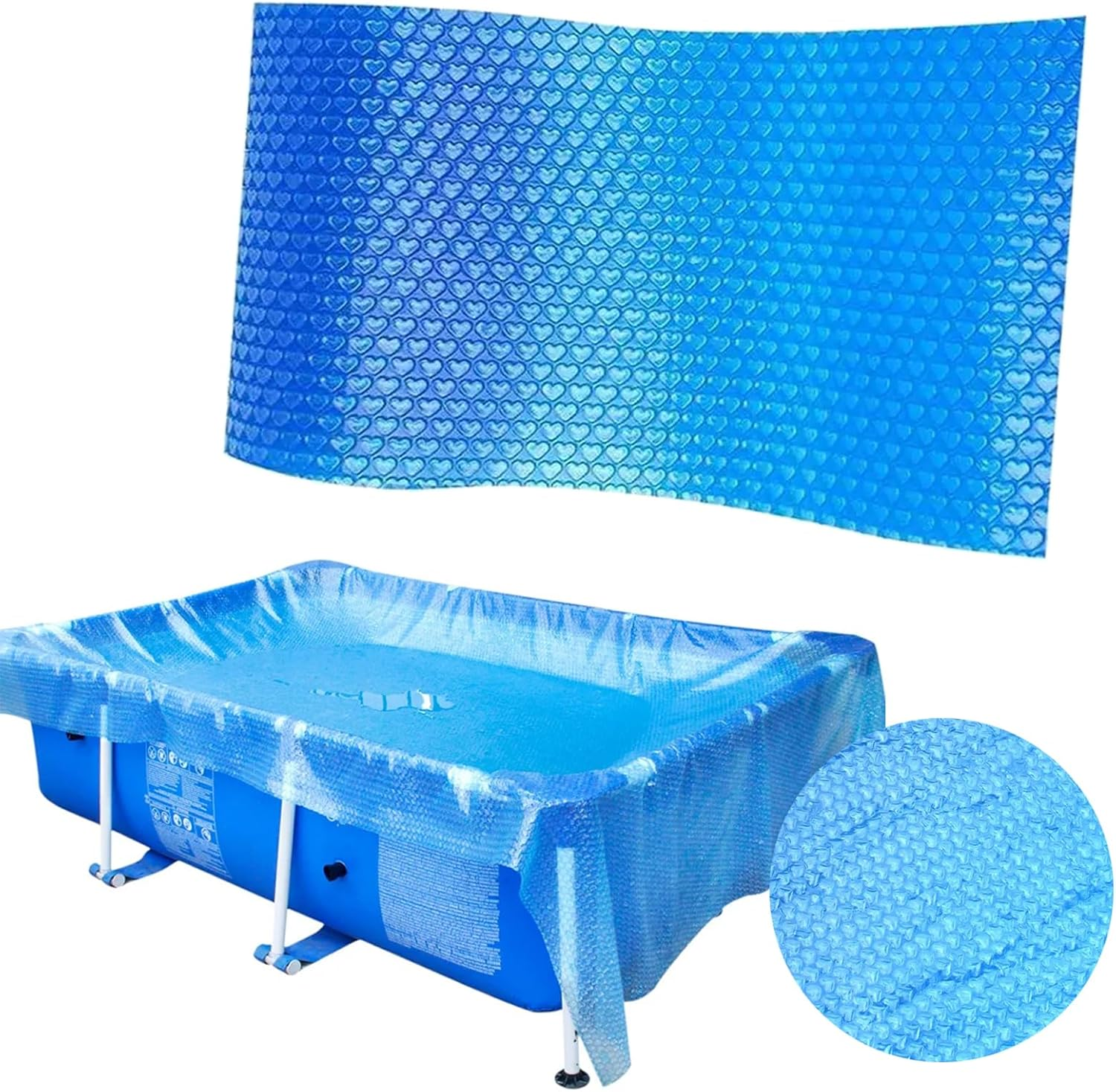 Pool Cover, 2.2 X 1.5/2.6 X 1.7/3 X 2M PE Micron Bubble Solar Isothermal Swimming Pool Cover, Cuttable Reduced Evaporation Protective Swimming Pool Blanket for Outdoor (220 X 150Cm) image number 5